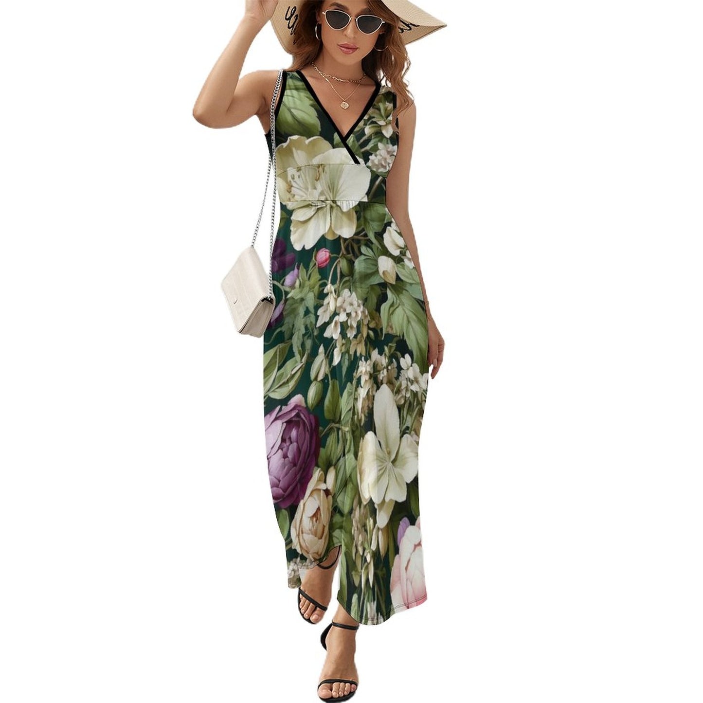 Casual Elegant Sleeveless V Neck Dress - Botanica Collection