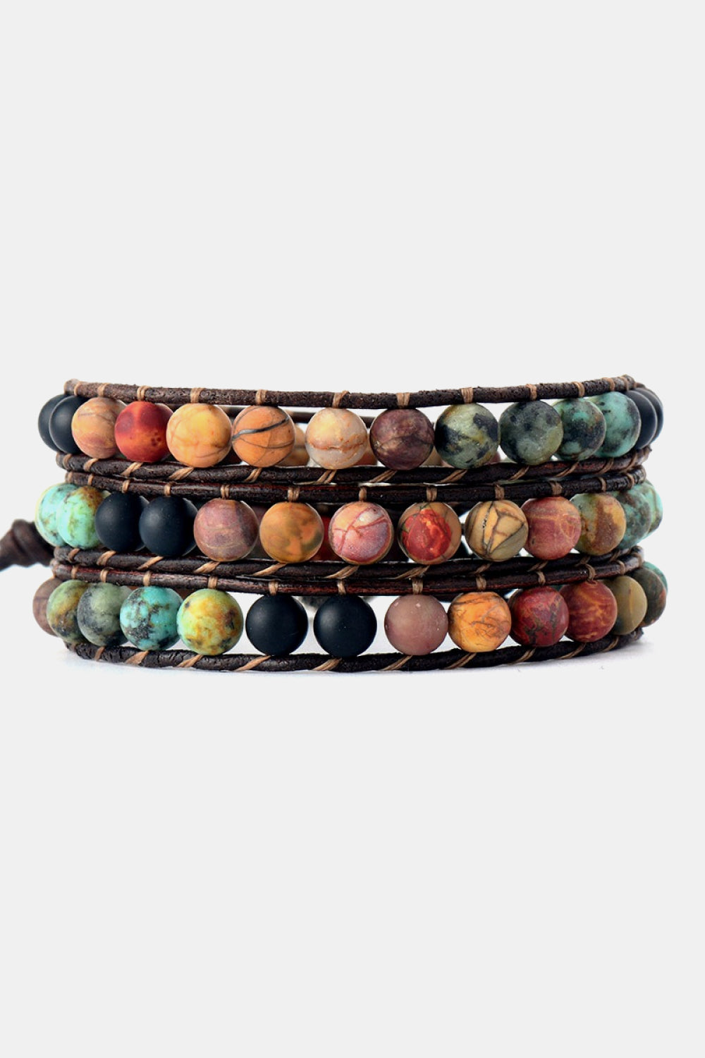 Handmade Triple Layered Beaded Agate Bracelet