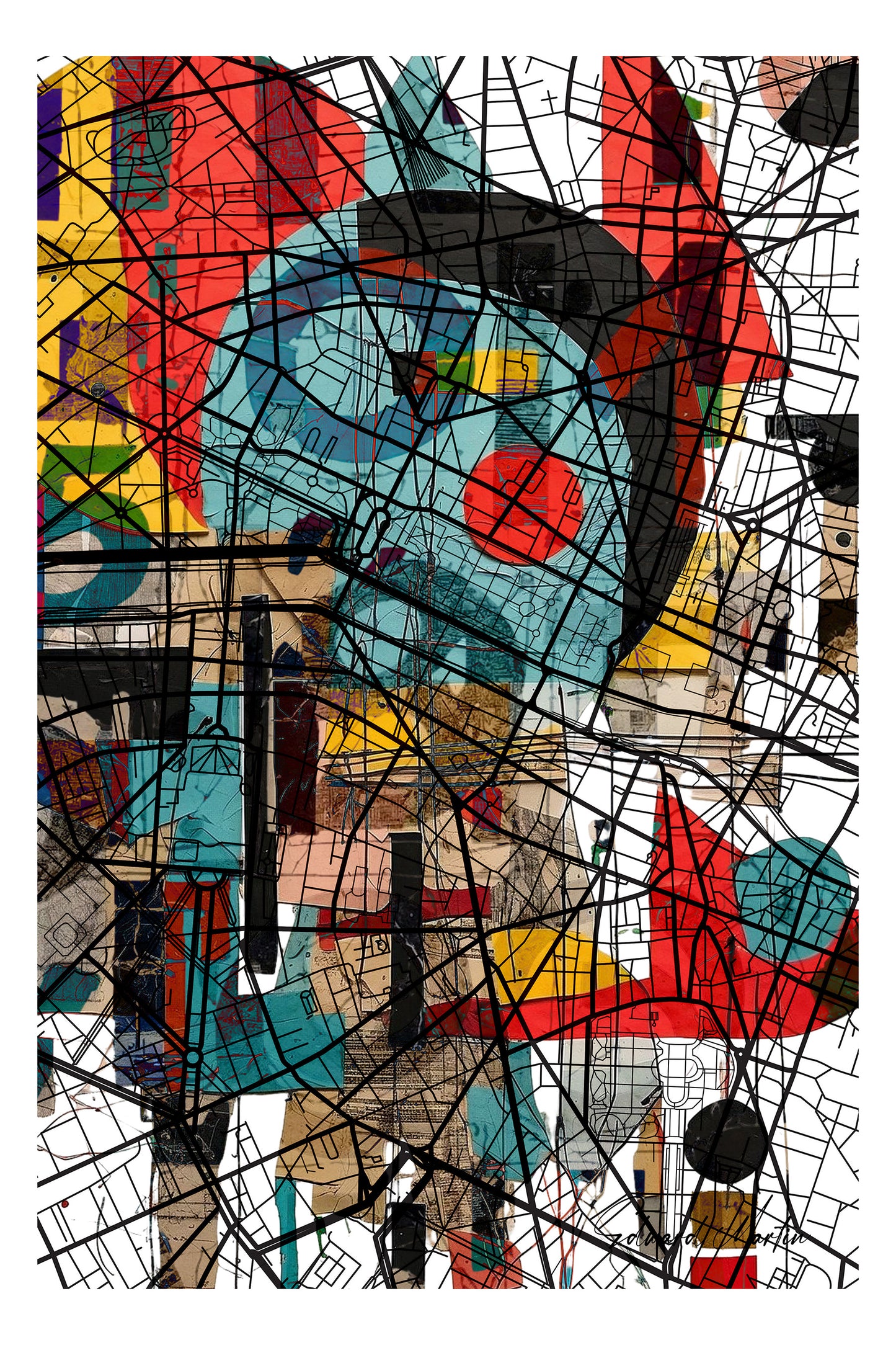 Abstract Collage Art Poster - Going Places by Edward Martin