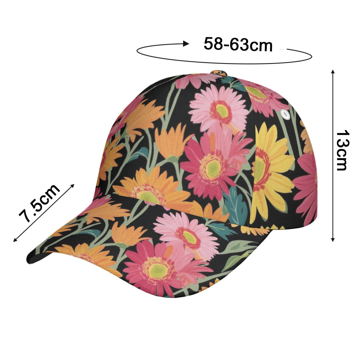 Adjustable Baseball Cap - Gerbera Daisies Design