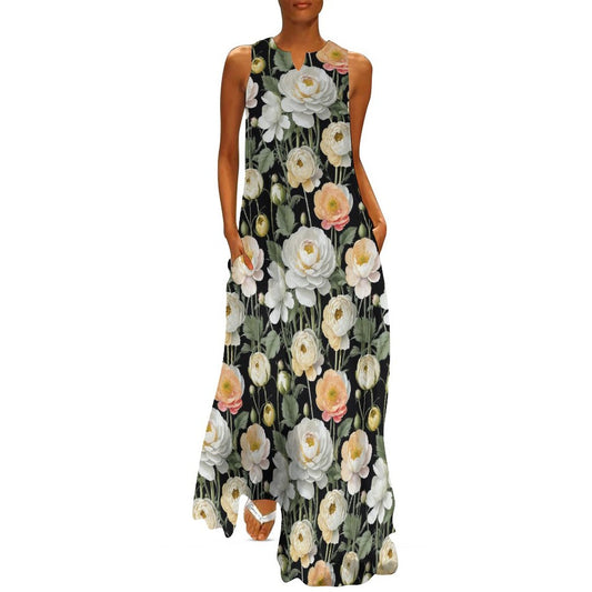 Elementologie: Art On Your Shoulders | Made-to-Order Long Dress with Pockets|Sleeveless Ankle-length Dress with Pockets