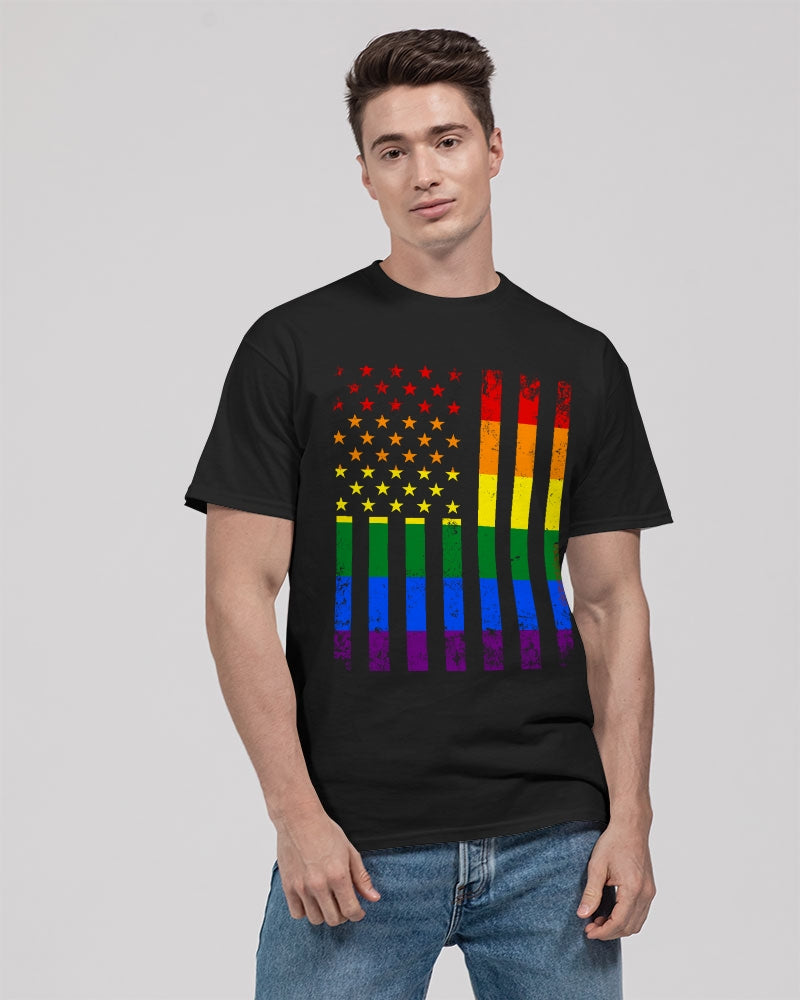 Distressed Rainbow Flag Unisex Heavy Cotton T-Shirt -LGBTQ