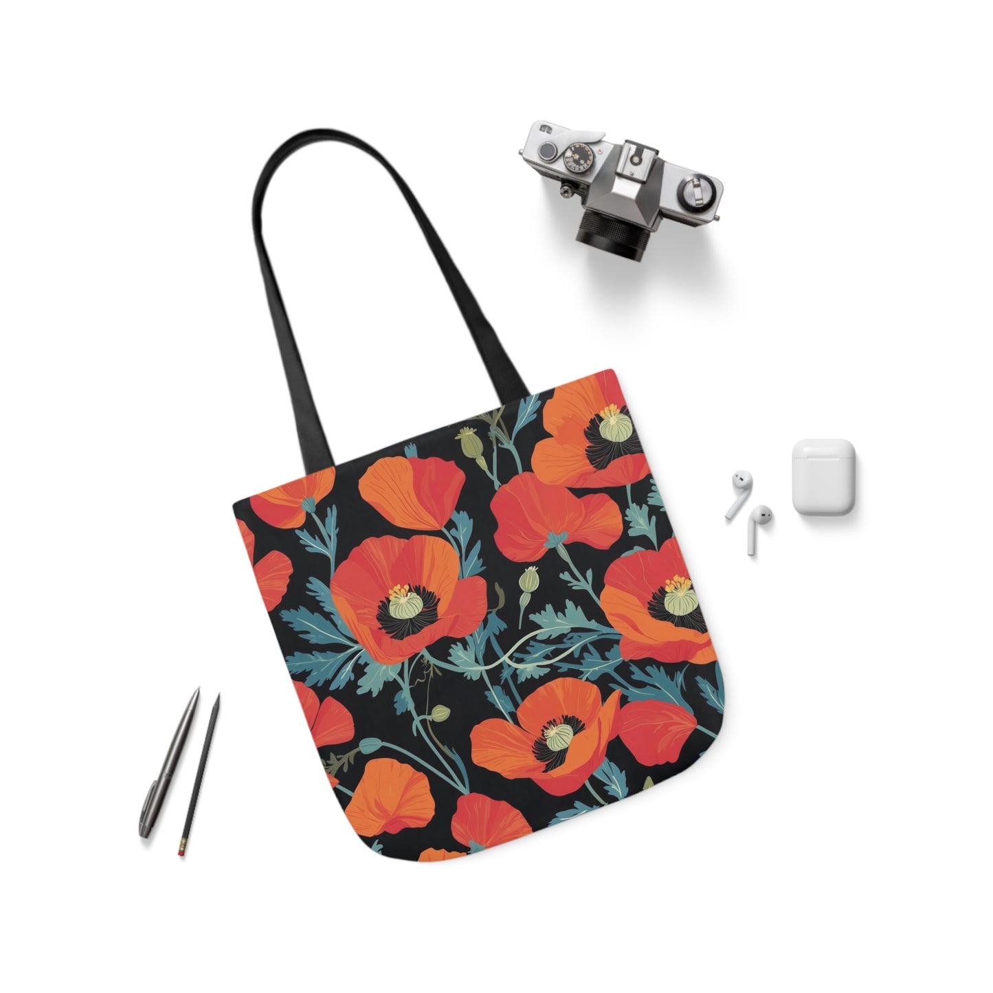 Red Poppy Canvas Tote Bag - 3 Sizes