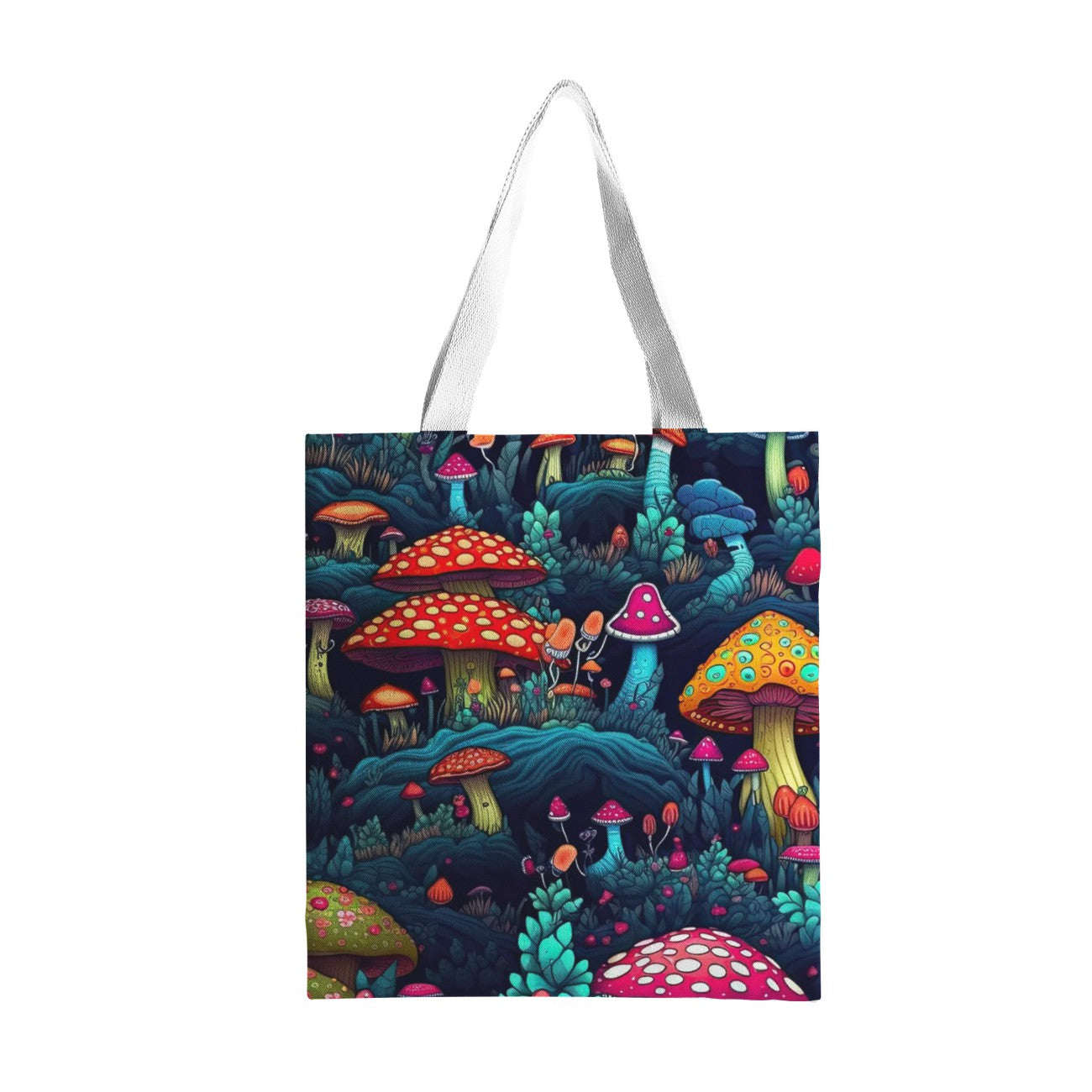 Heavy Duty and Strong Natural Canvas Tote Bags-Magical Mushrooms No.16