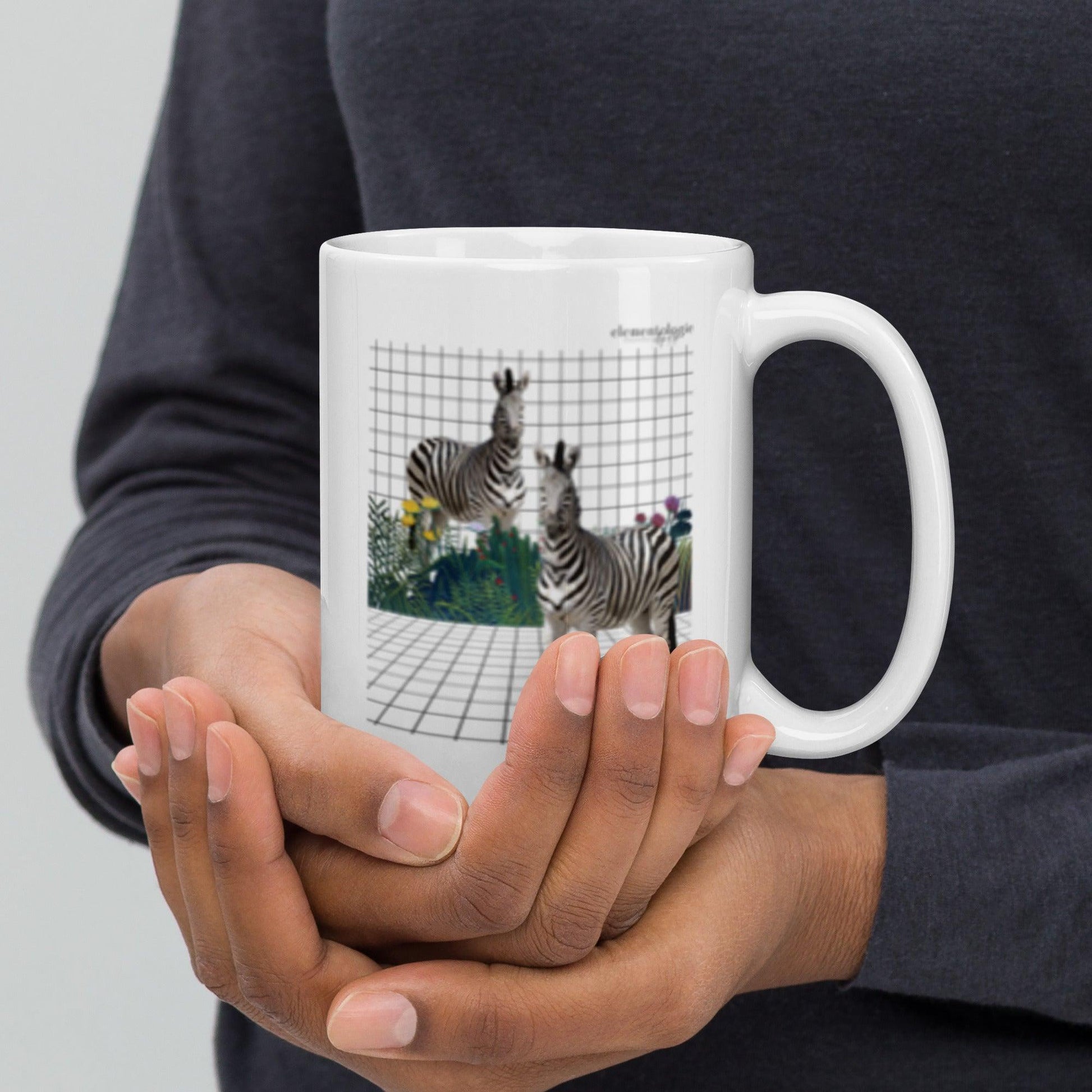 White glossy mug-Zebras by Edward Martin - Elementologie