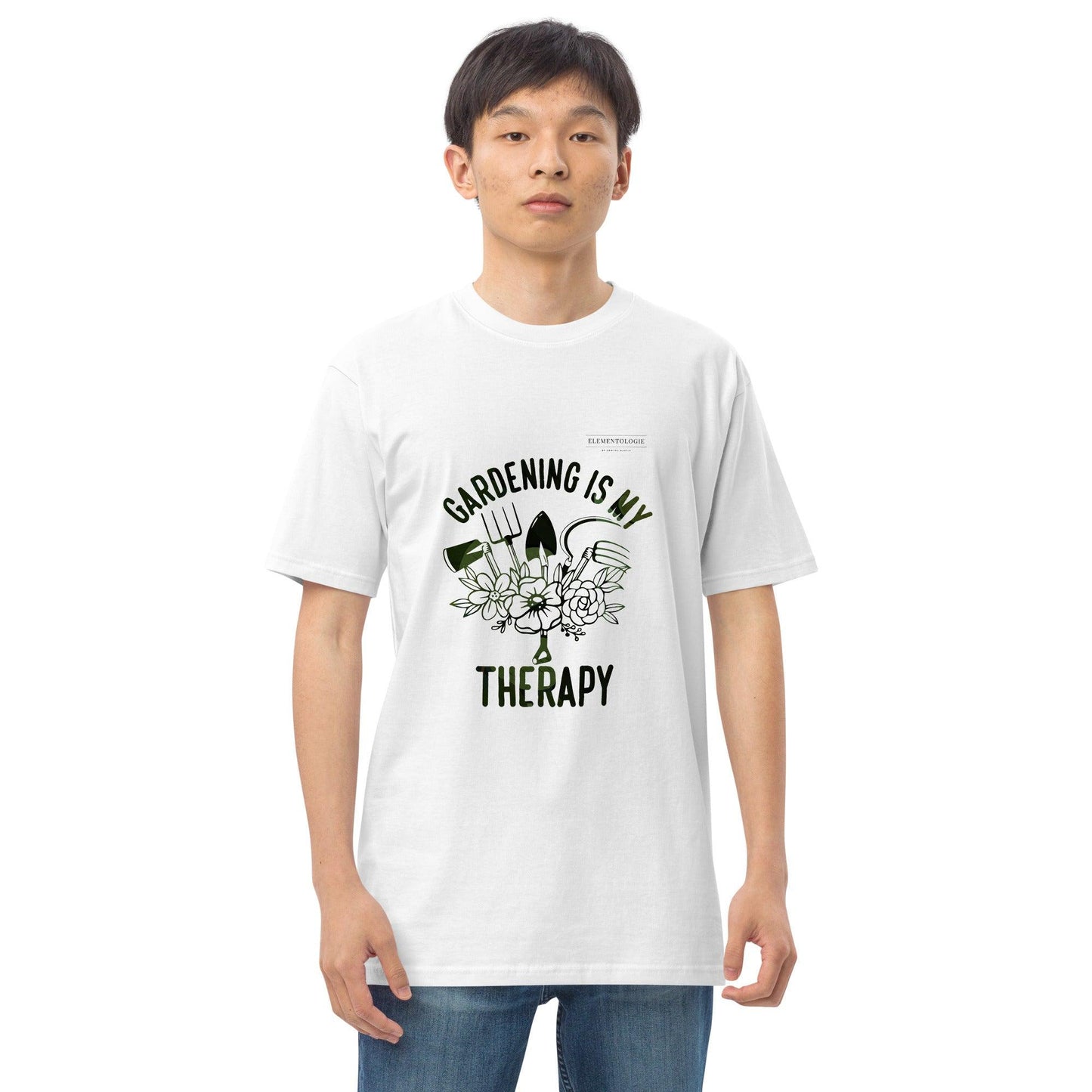 Unisex premium heavyweight tee-Gardening Is My Therapy - Elementologie