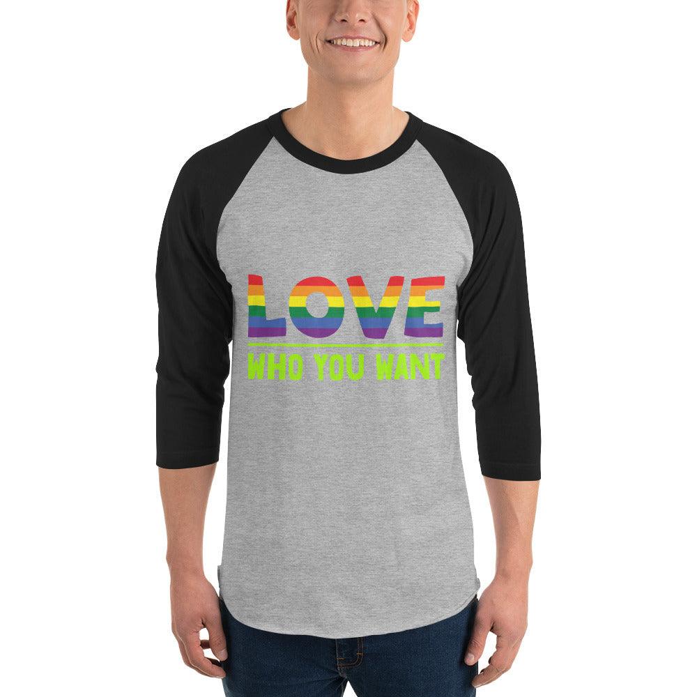 Unisex 3-4 sleeve raglan shirt-Love Who You Want - Elementologie