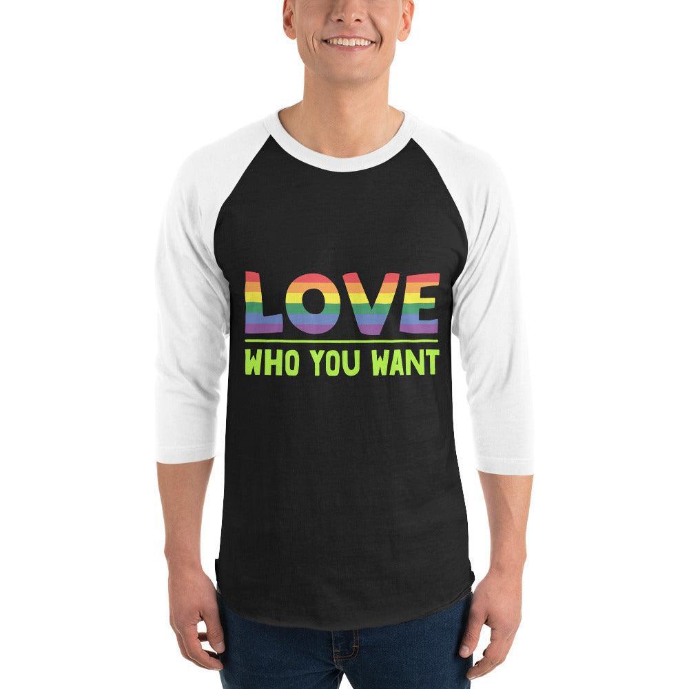 Unisex 3-4 sleeve raglan shirt-Love Who You Want - Elementologie