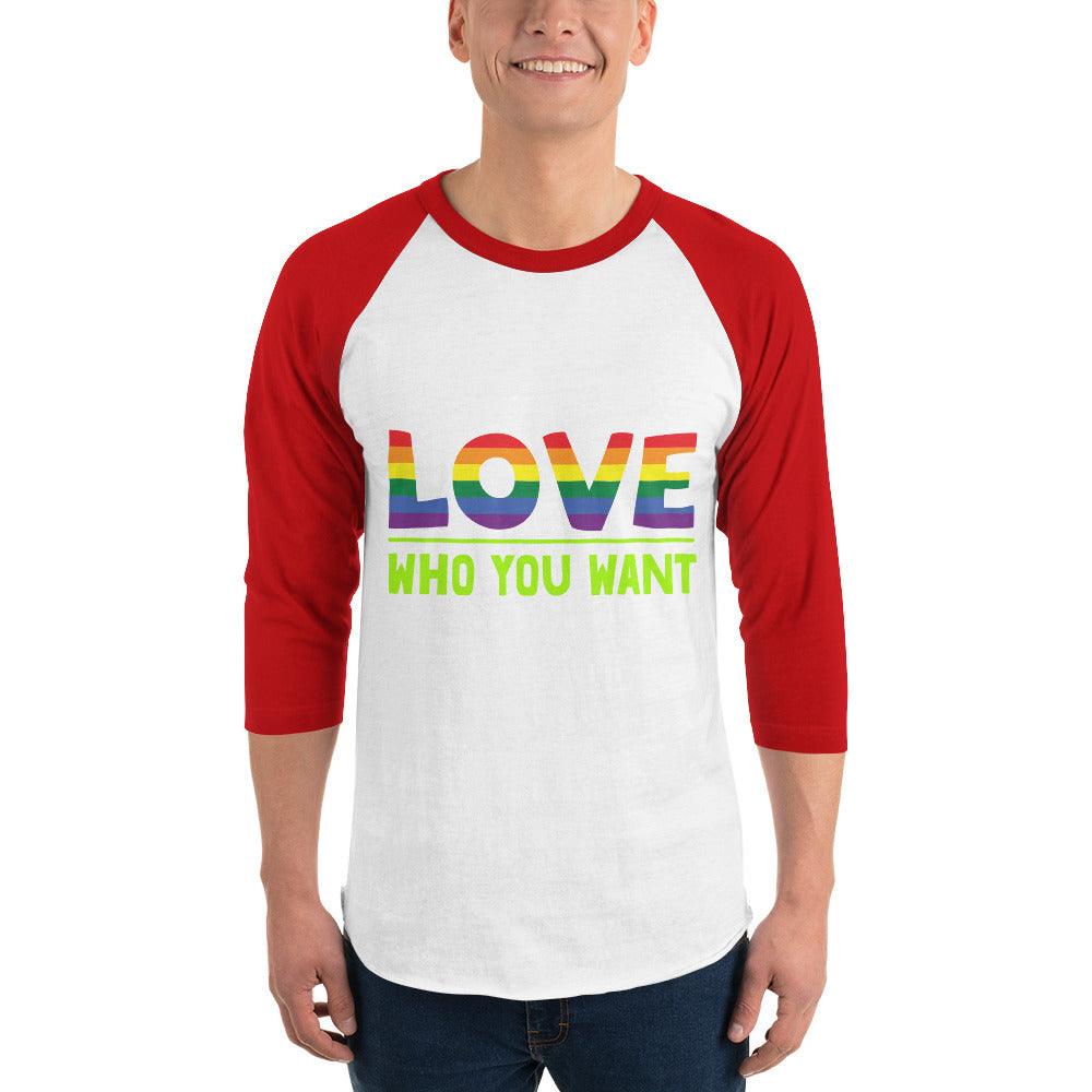 Unisex 3-4 sleeve raglan shirt-Love Who You Want - Elementologie