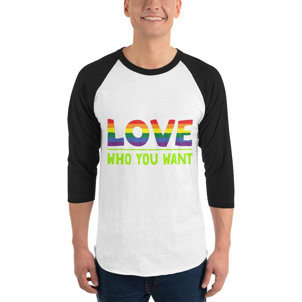 Unisex 3-4 sleeve raglan shirt-Love Who You Want - Elementologie