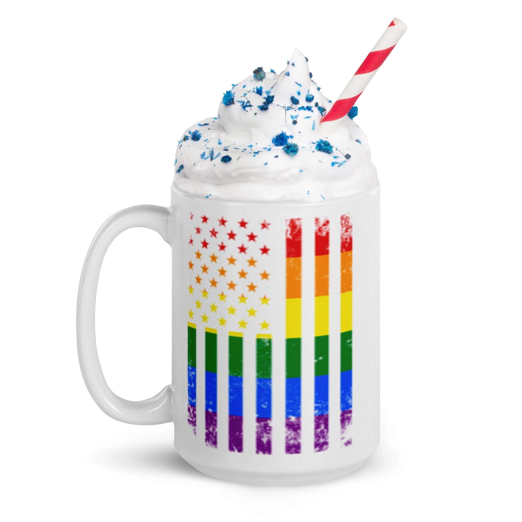 White glossy mug-Rainbow Flag - Elementologie