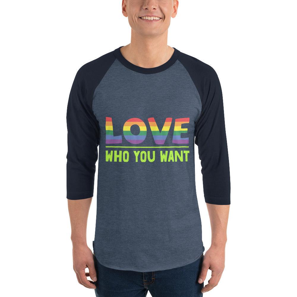 Unisex 3-4 sleeve raglan shirt-Love Who You Want - Elementologie