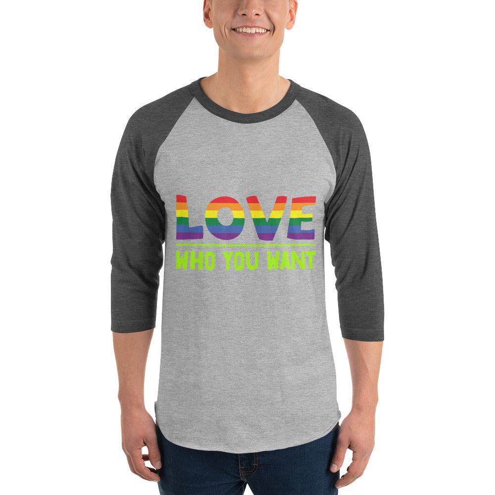 Unisex 3-4 sleeve raglan shirt-Love Who You Want - Elementologie