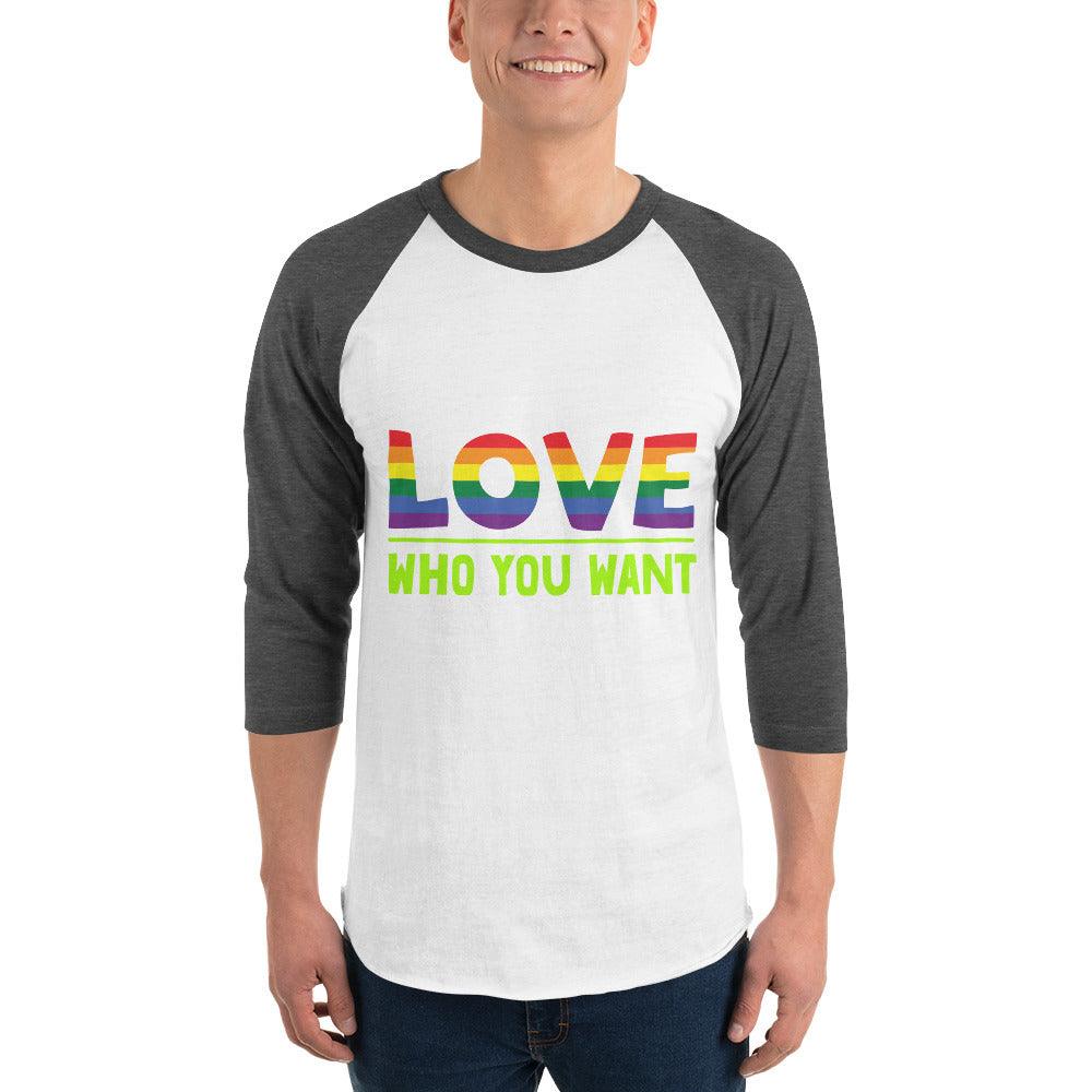 Unisex 3-4 sleeve raglan shirt-Love Who You Want - Elementologie