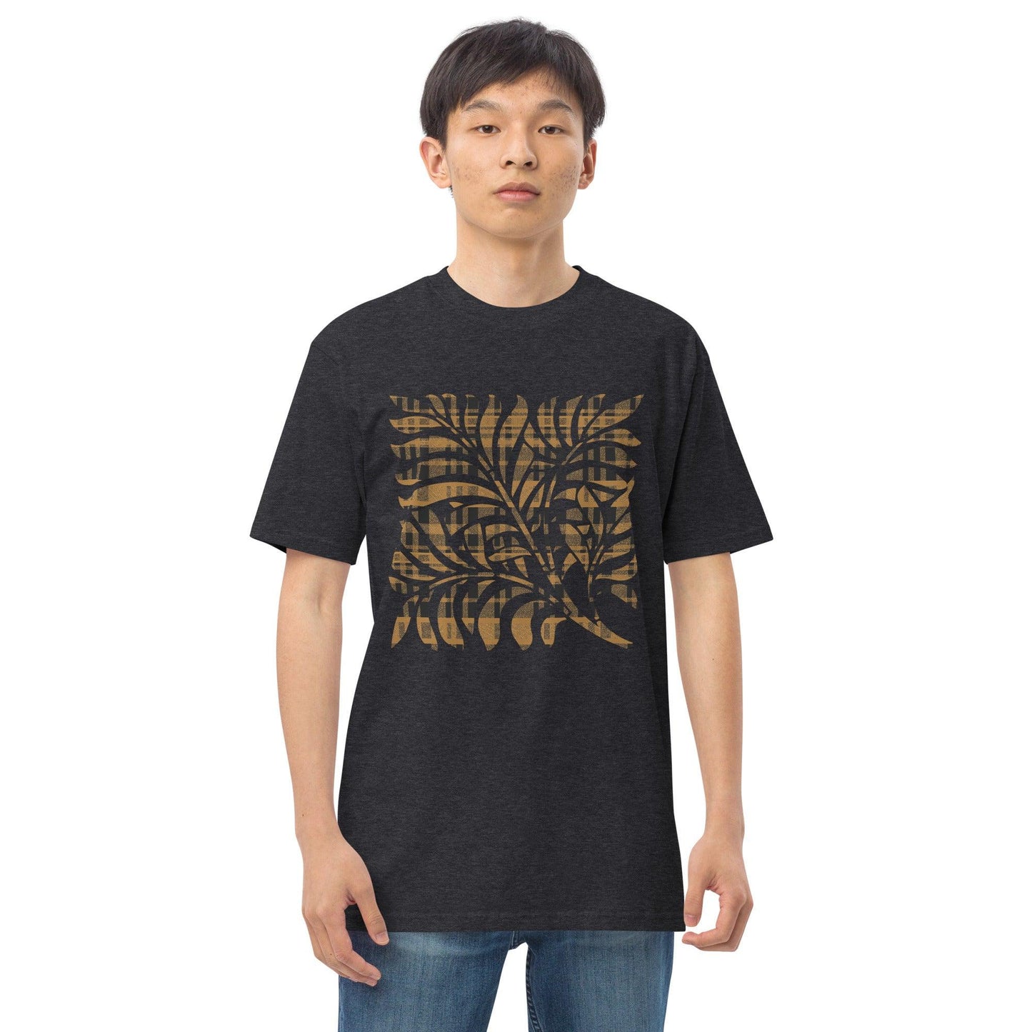 Unisex premium heavyweight tee-Gold Tartan Plaid Graphic - Elementologie