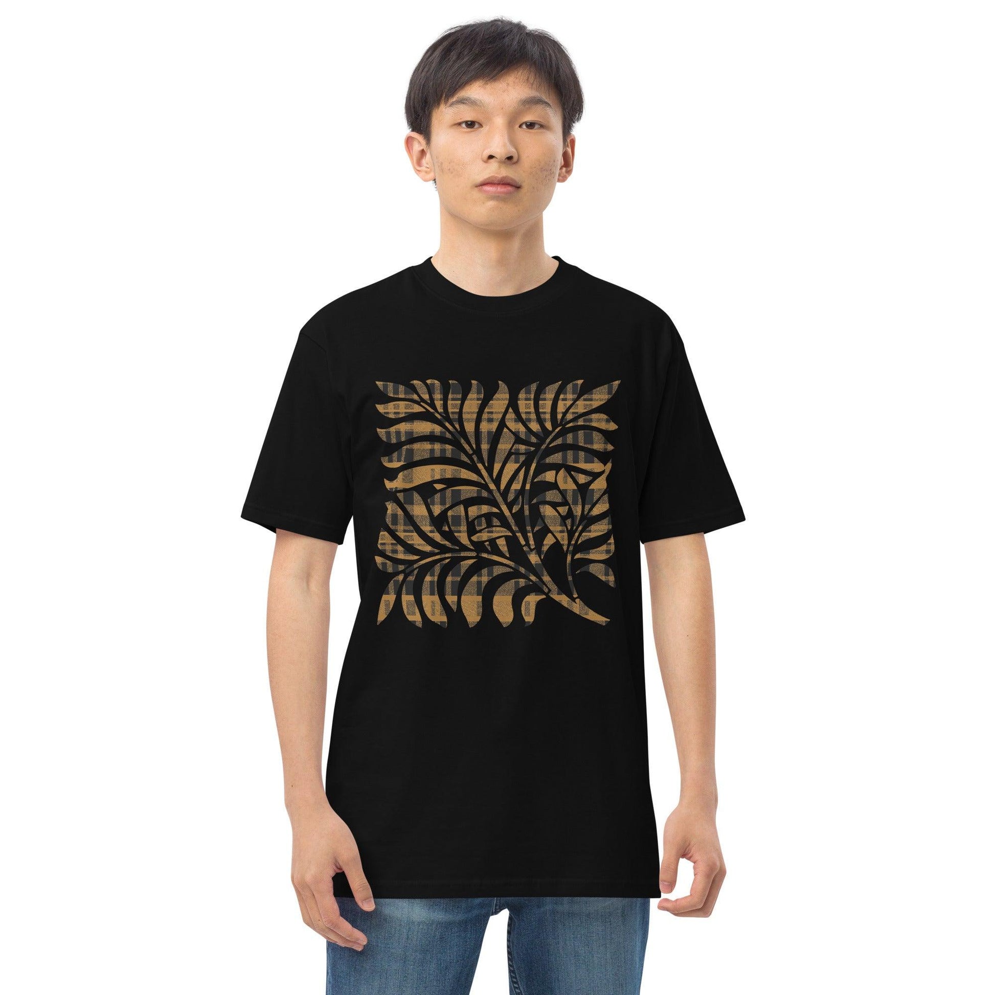 Unisex premium heavyweight tee-Gold Tartan Plaid Graphic - Elementologie