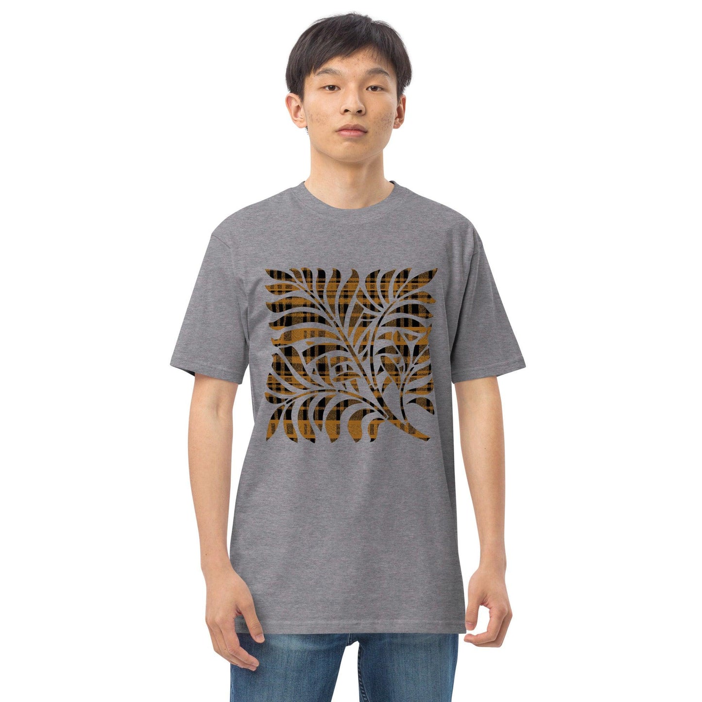 Unisex premium heavyweight tee-Gold Tartan Plaid Graphic - Elementologie