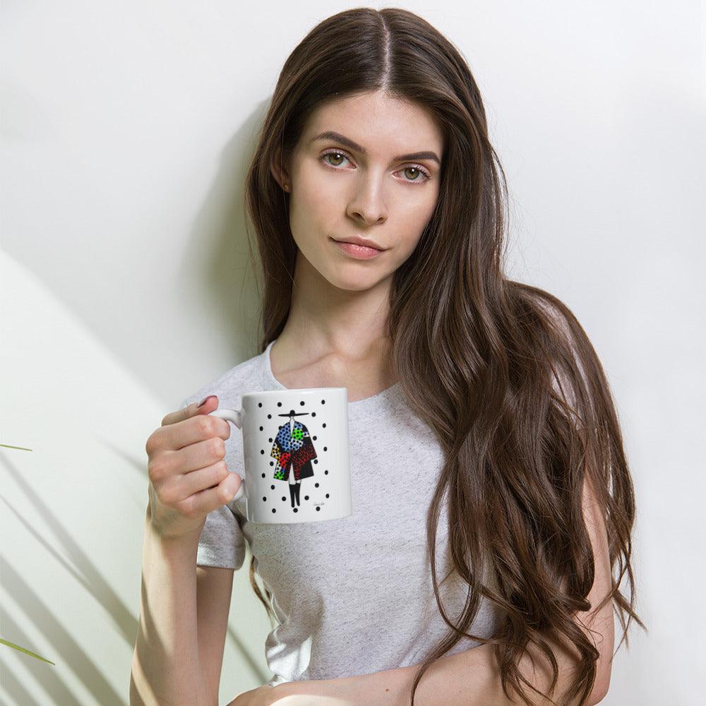 White glossy mug-Fashionista No.01 by Edward Martin - Elementologie