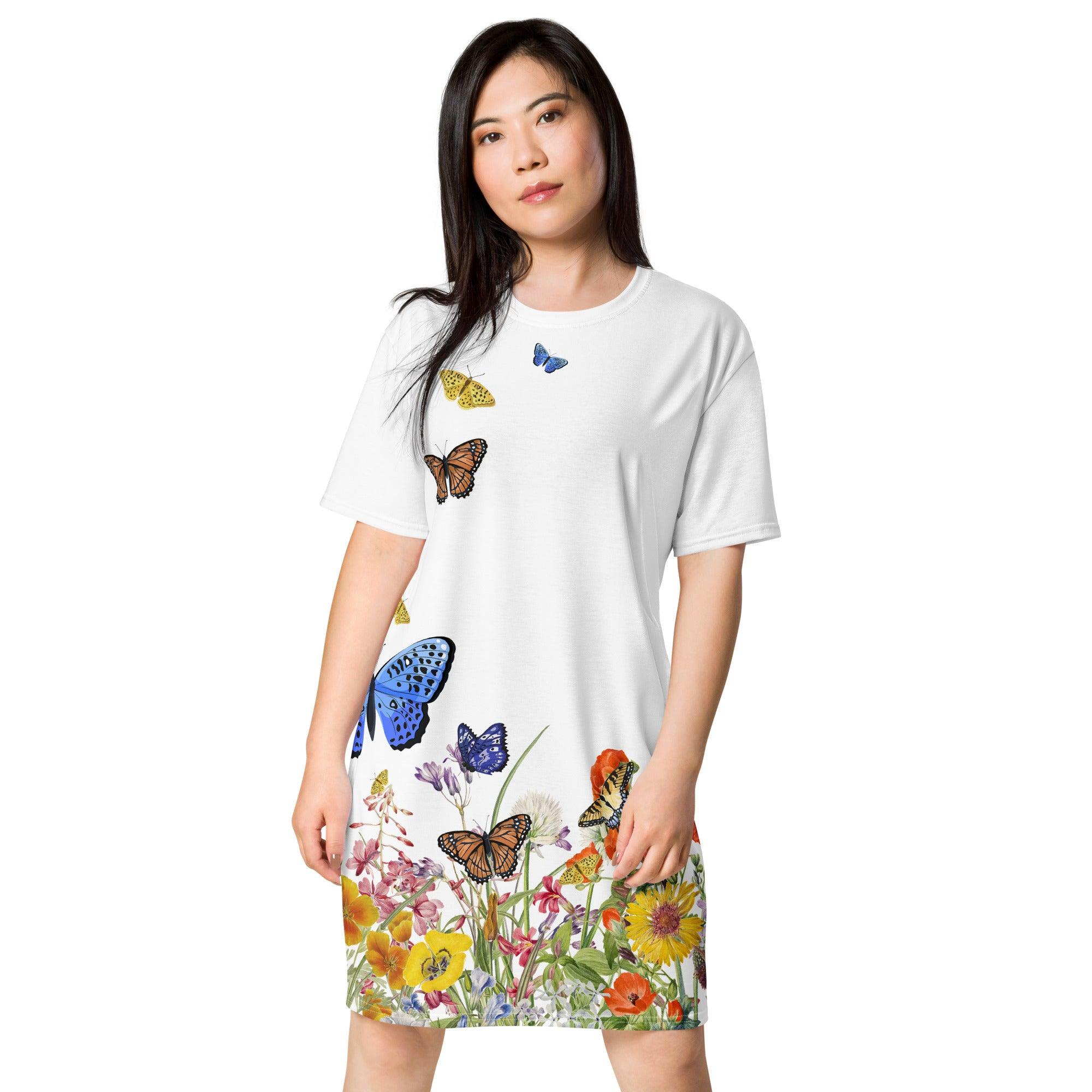 T-shirt dress-Butterfly Garden by Edward Martin - Elementologie