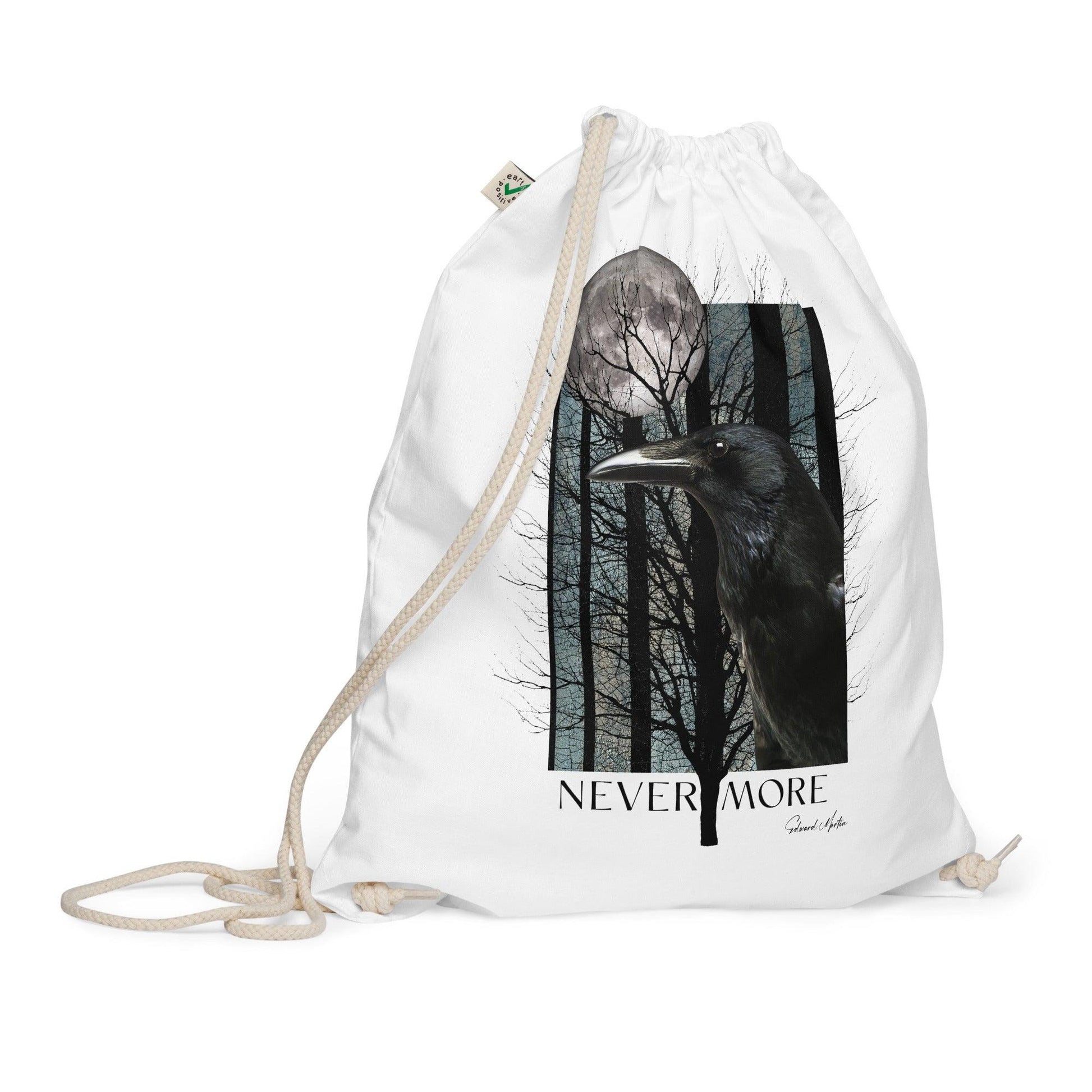 Organic cotton drawstring bag-Never More by Edward Martin - Elementologie