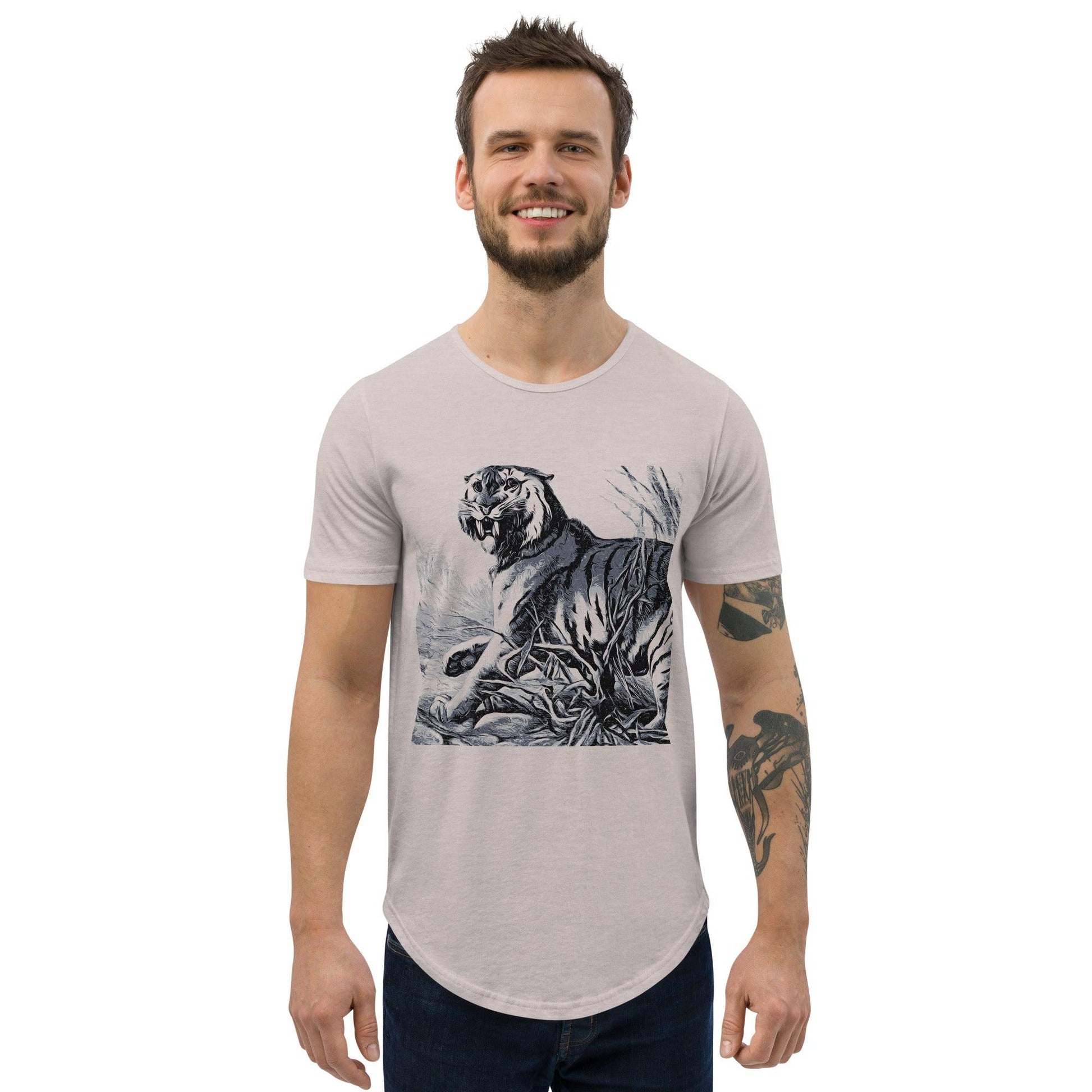 Men's Curved Hem T-Shirt-Vintage Tiger - Elementologie