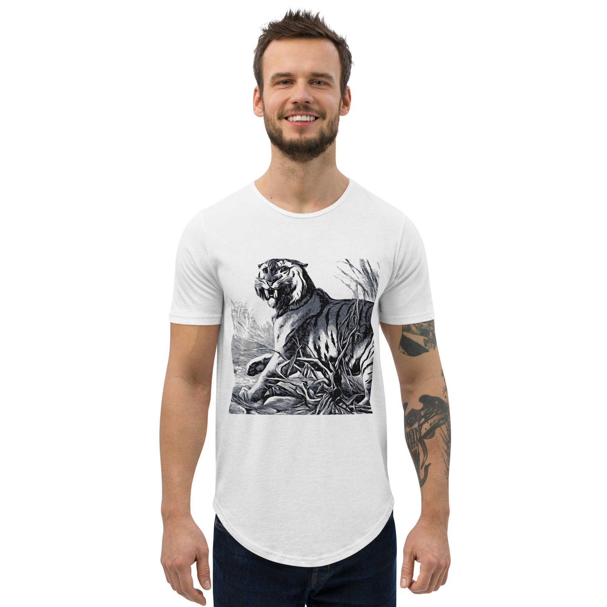 Men's Curved Hem T-Shirt-Vintage Tiger - Elementologie