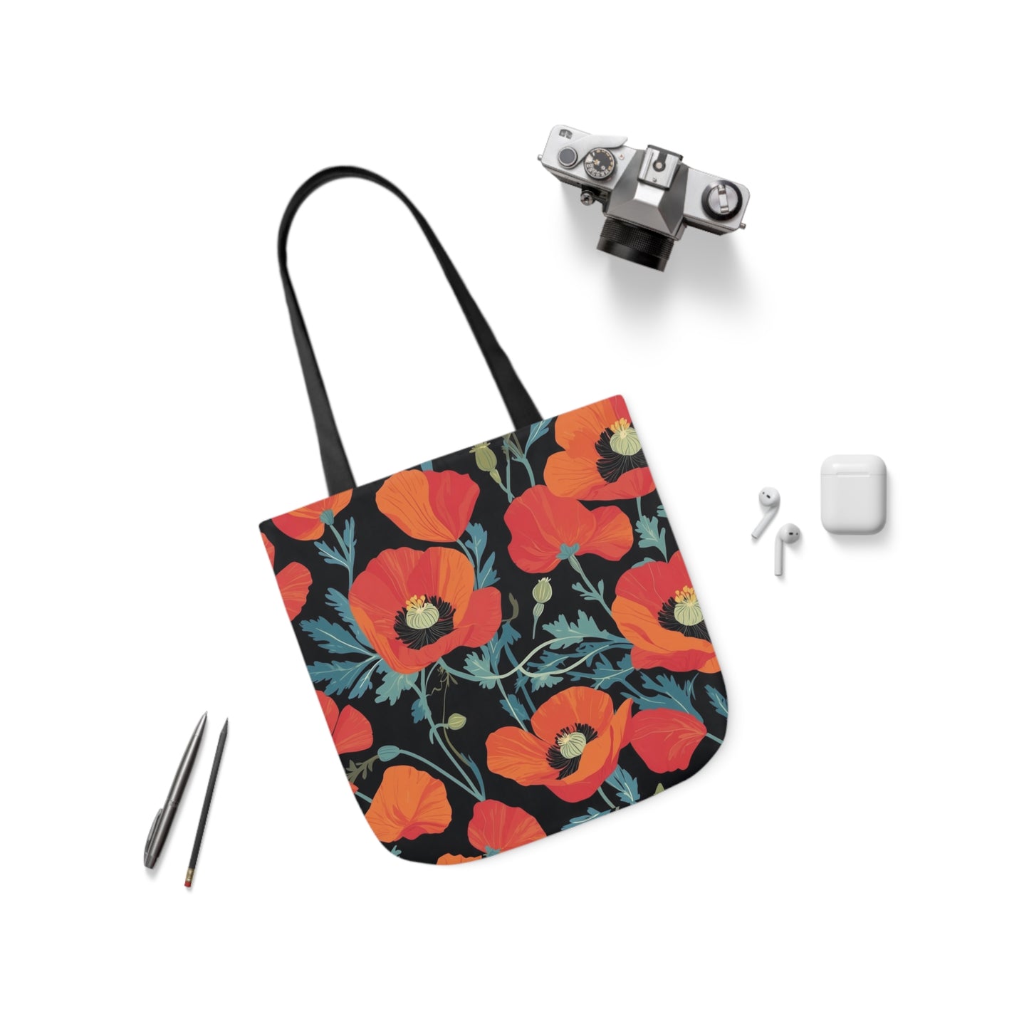 Red Poppy Canvas Tote Bag - 3 Sizes