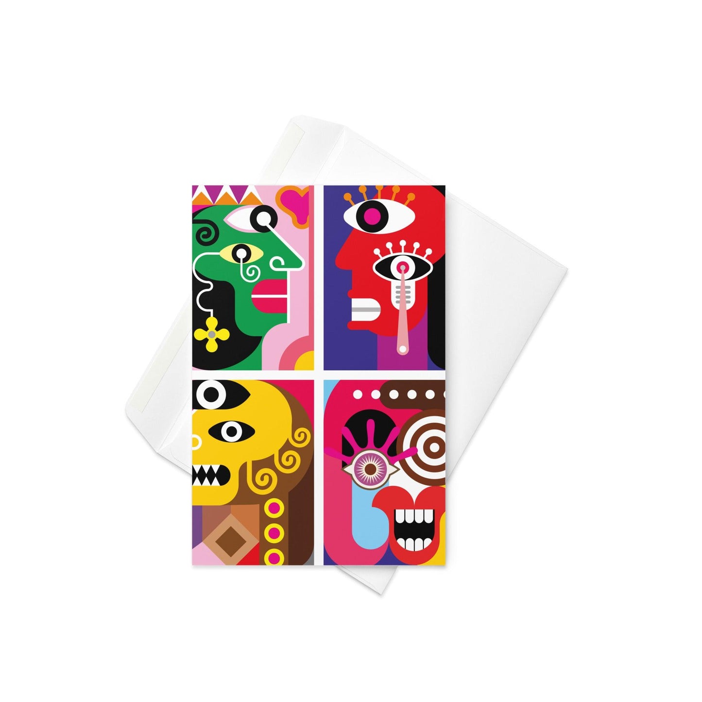 Blank Note Card-Four Faces - Premium  from Elementologie - Just $3.95! Shop now at Elementologie