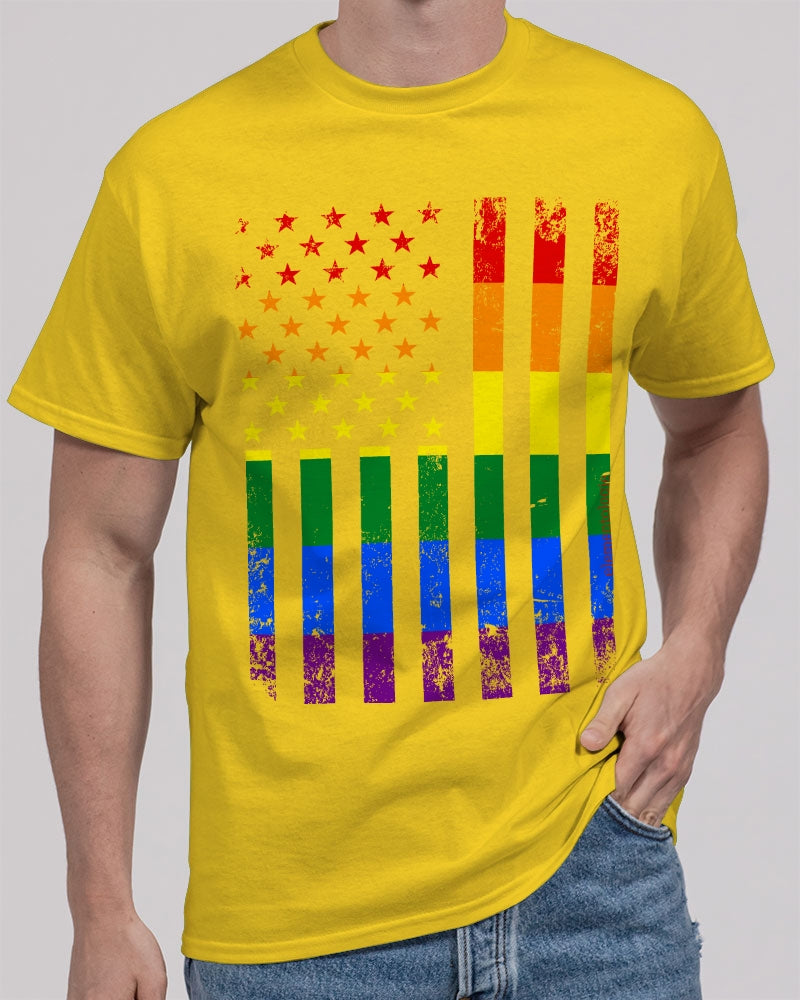 Distressed Rainbow Flag Unisex Heavy Cotton T-Shirt -LGBTQ