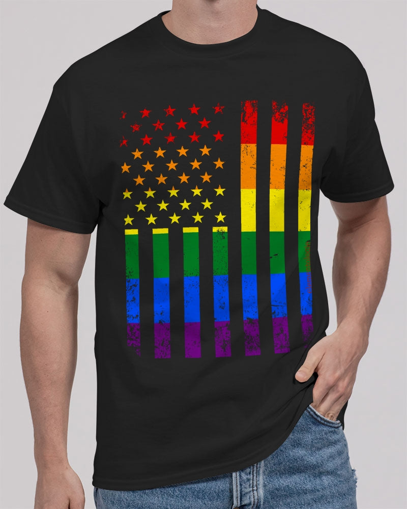 Distressed Rainbow Flag Unisex Heavy Cotton T-Shirt -LGBTQ