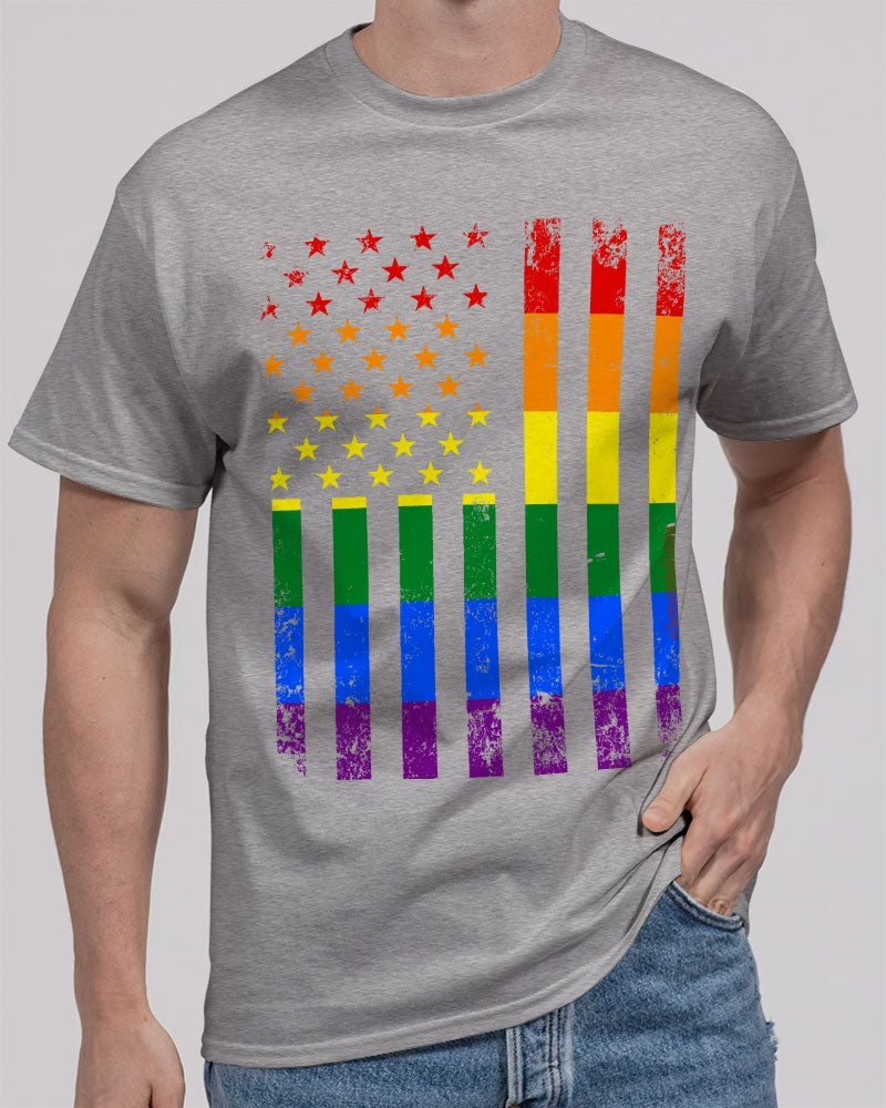 Distressed Rainbow Flag Unisex Heavy Cotton T-Shirt -LGBTQ