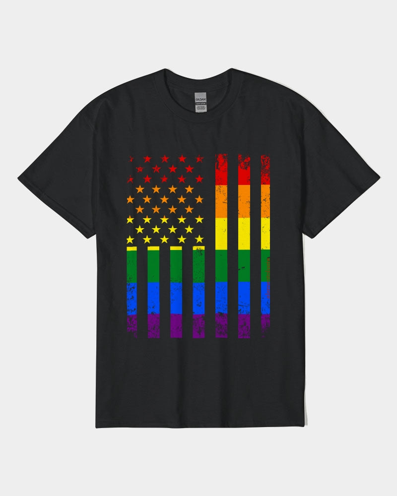 Distressed Rainbow Flag Unisex Heavy Cotton T-Shirt -LGBTQ