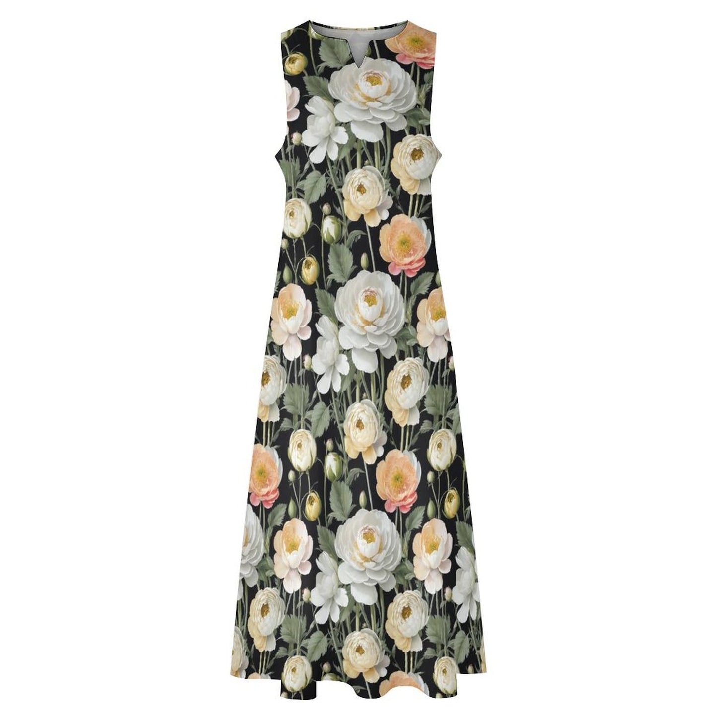 Elementologie: Art On Your Shoulders | Made-to-Order Long Dress with Pockets|Sleeveless Ankle-length Dress with Pockets