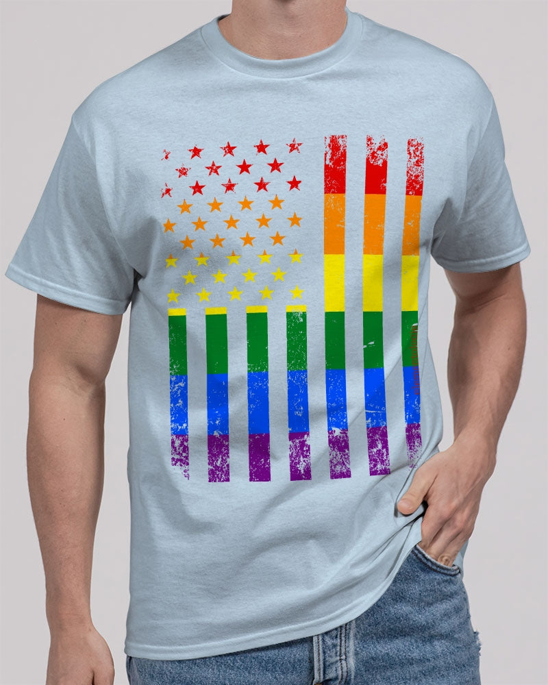 Distressed Rainbow Flag Unisex Heavy Cotton T-Shirt -LGBTQ