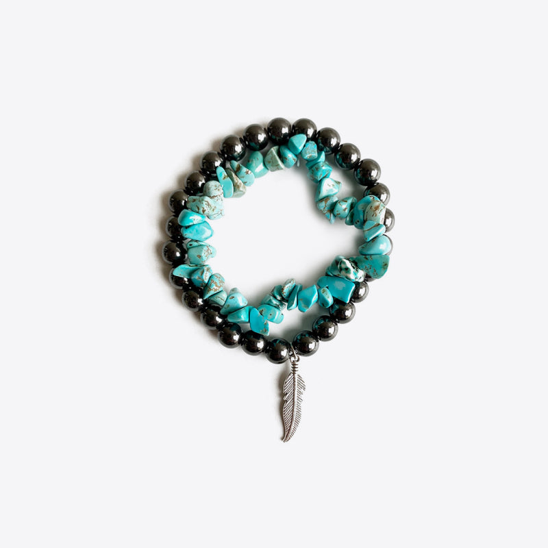 Handcrafted Turquoise Alloy Bracelet - Adjustable