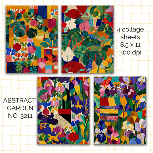 Junk Journal Pages | NO. 3211 Abstract Garden | Instant Downloads |Collage Sheets