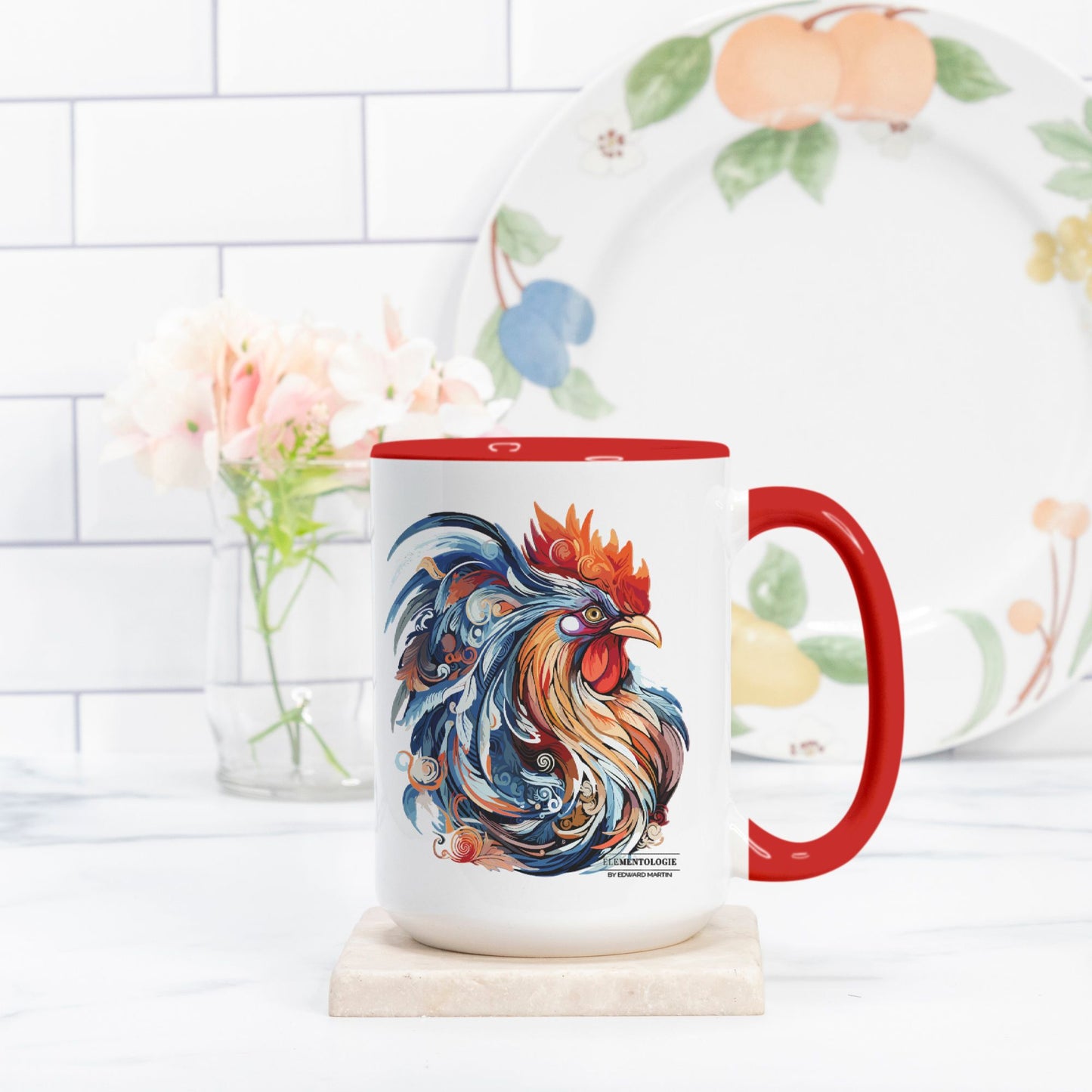 Mug Deluxe 15oz. (Red + White)