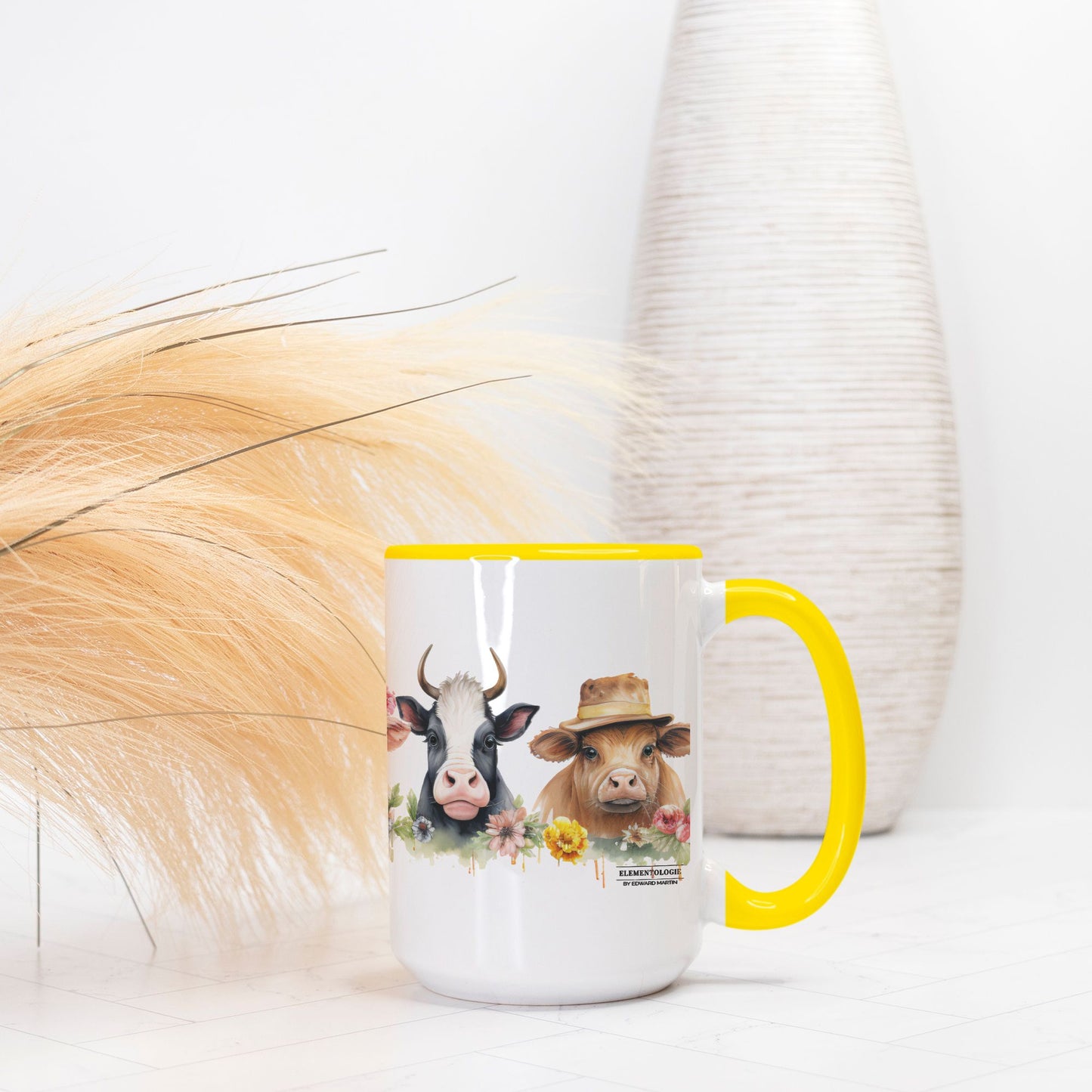 Mug Deluxe 15oz. (Yellow + White)-Down on the Farm No.1