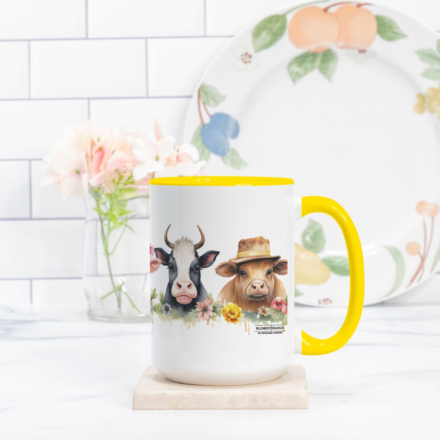 Mug Deluxe 15oz. (Yellow + White)-Down on the Farm No.1