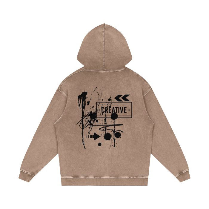 Unisex Oversized Snow Wash Hoodie-Creative