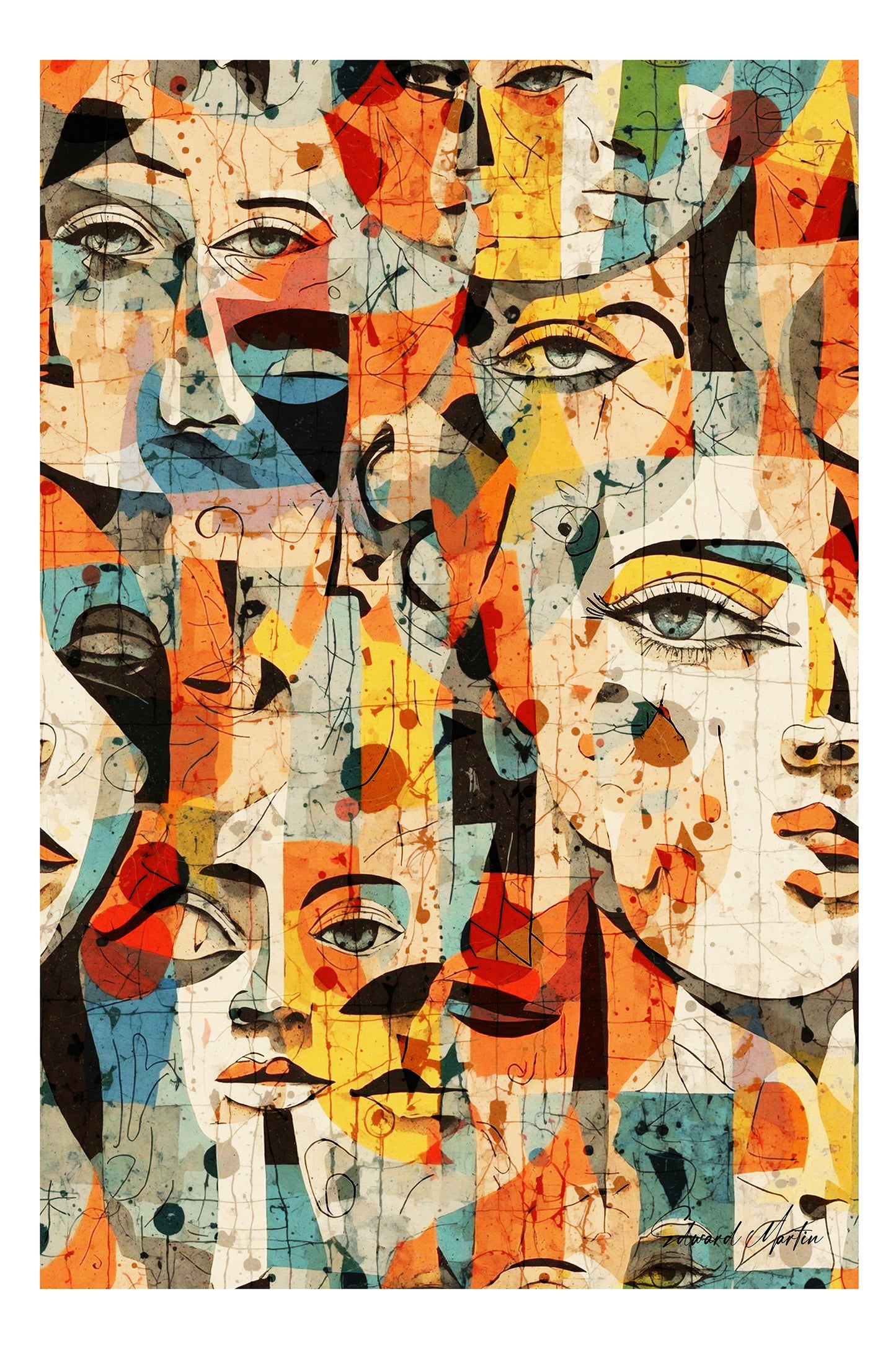 Edward Martin's Abstract Collage Art Poster-Diversity