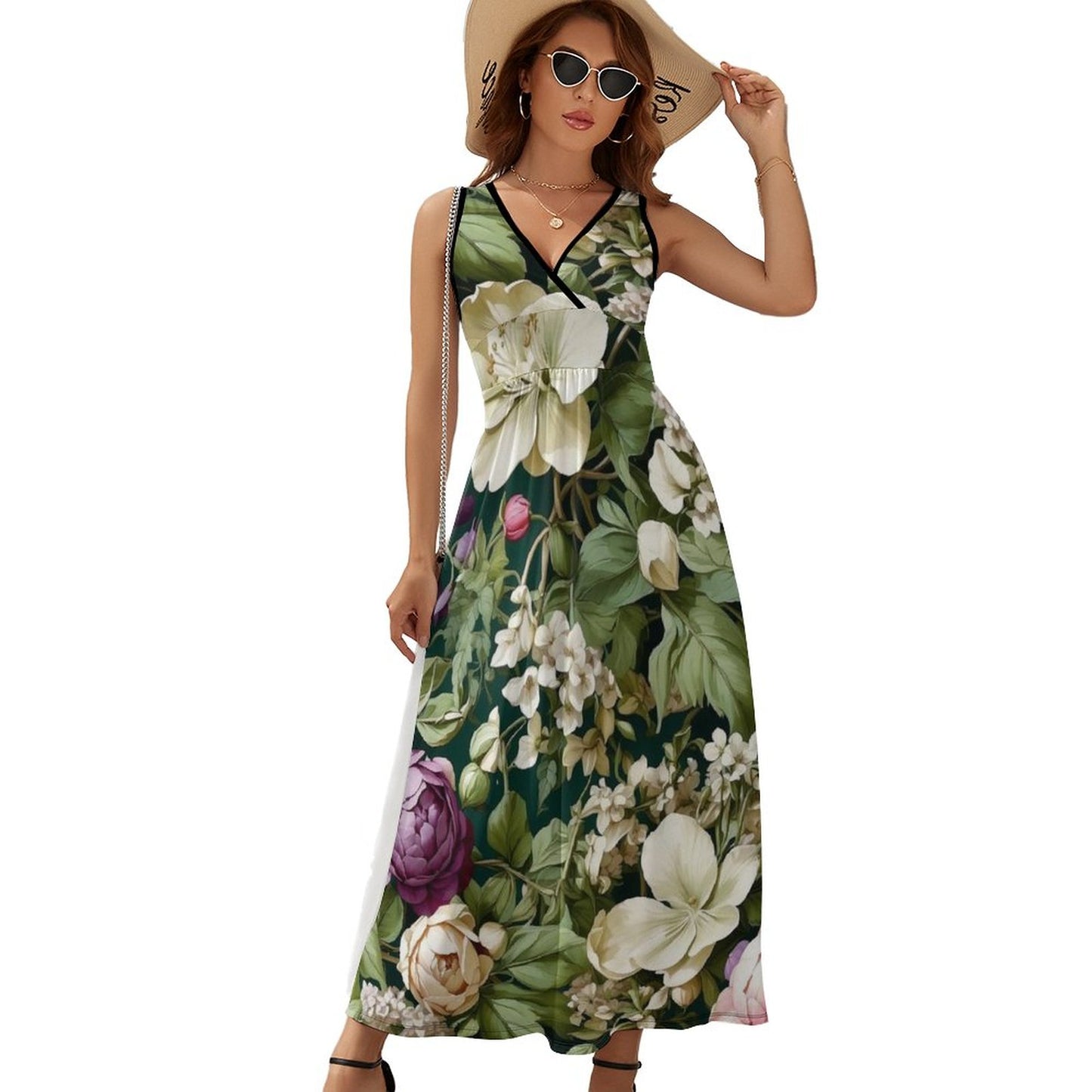 Casual Elegant Sleeveless V Neck Dress - Botanica Collection