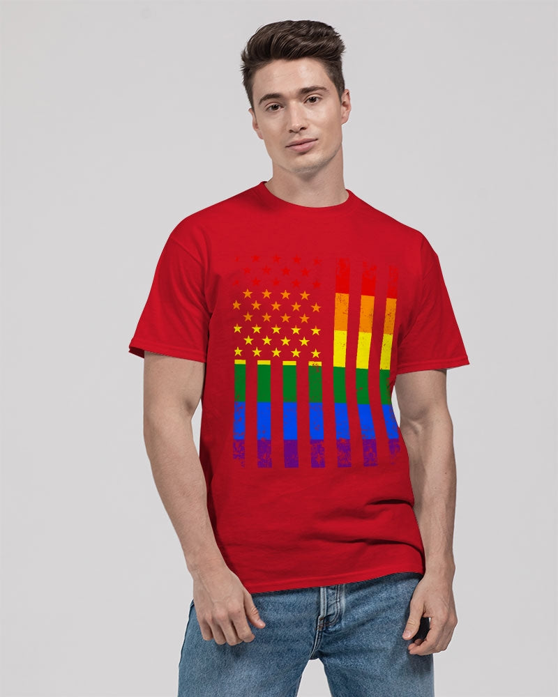 Distressed Rainbow Flag Unisex Heavy Cotton T-Shirt -LGBTQ