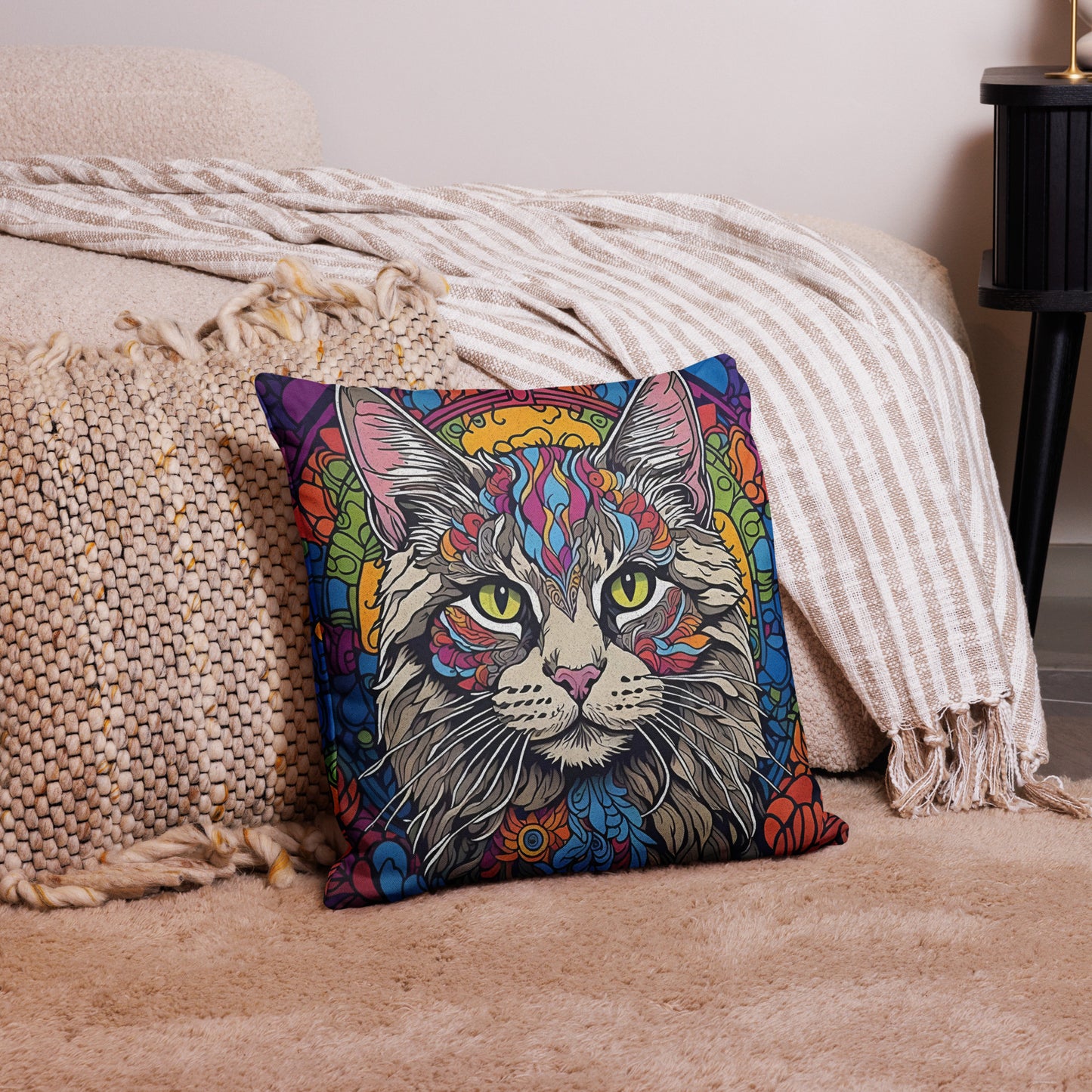 Premium Pillow-Mandala Cat