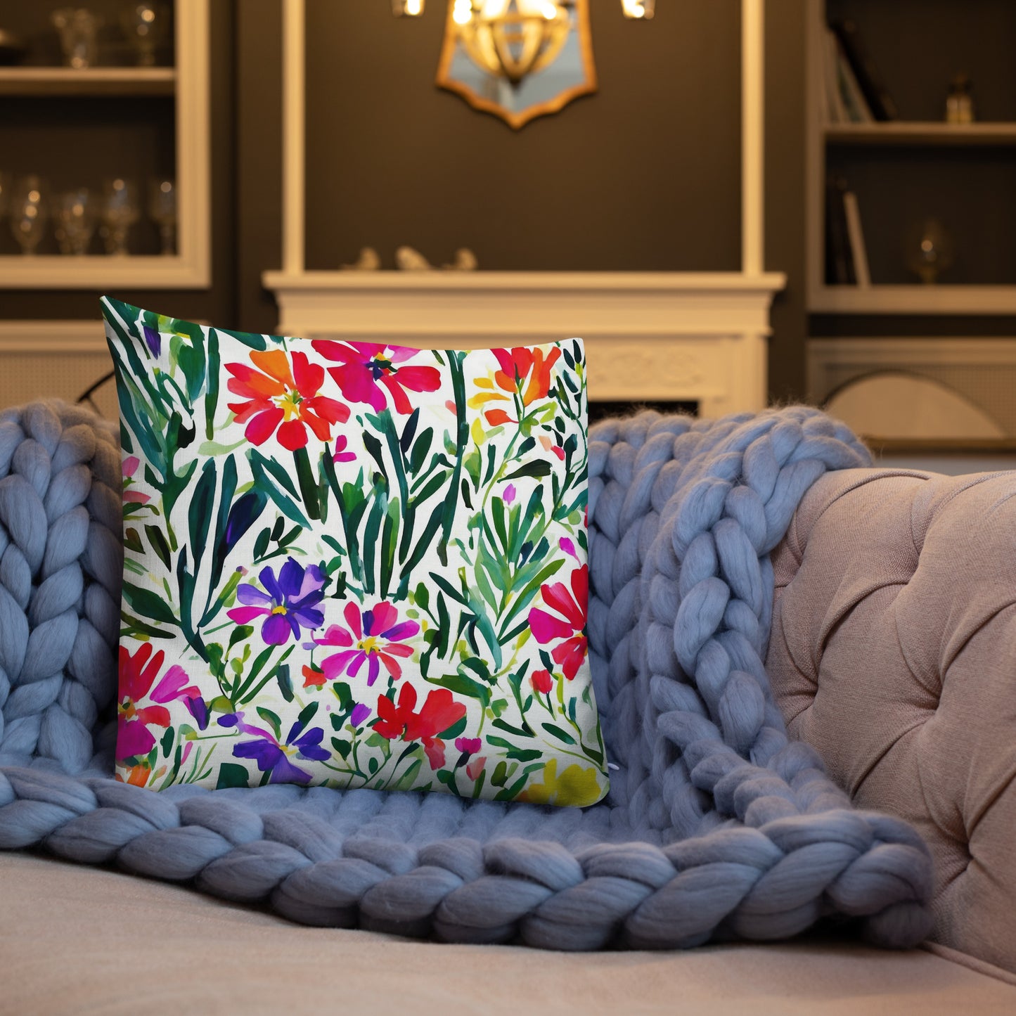 Colorful Home Decor Premium Pillow | French Flower Market