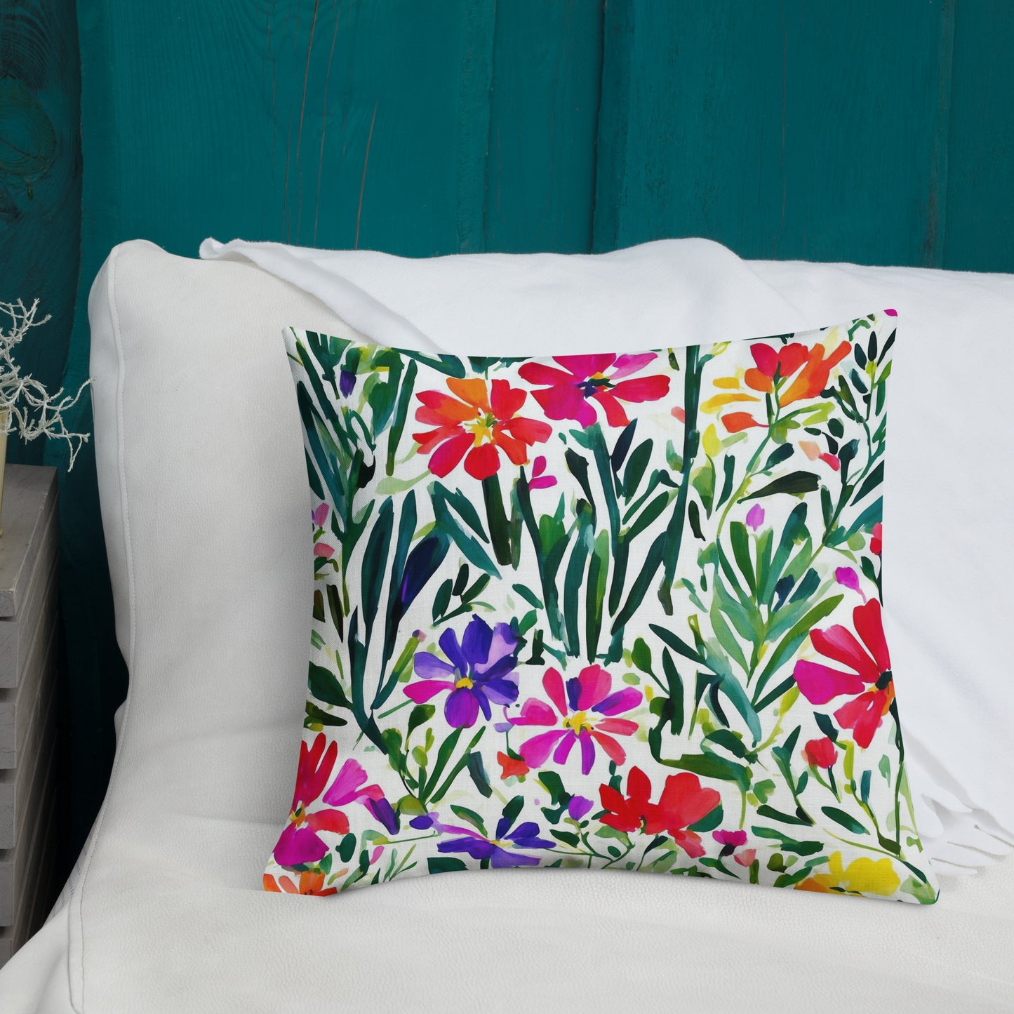 Colorful Home Decor Premium Pillow | French Flower Market