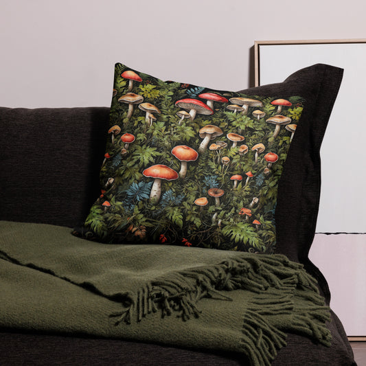 Artistic Forest Mushroom Decor Premium Throw Pillow