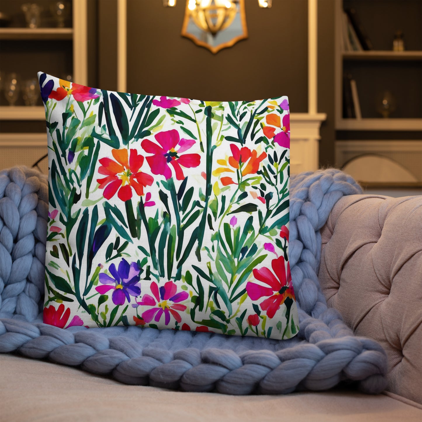 Colorful Home Decor Premium Pillow | French Flower Market