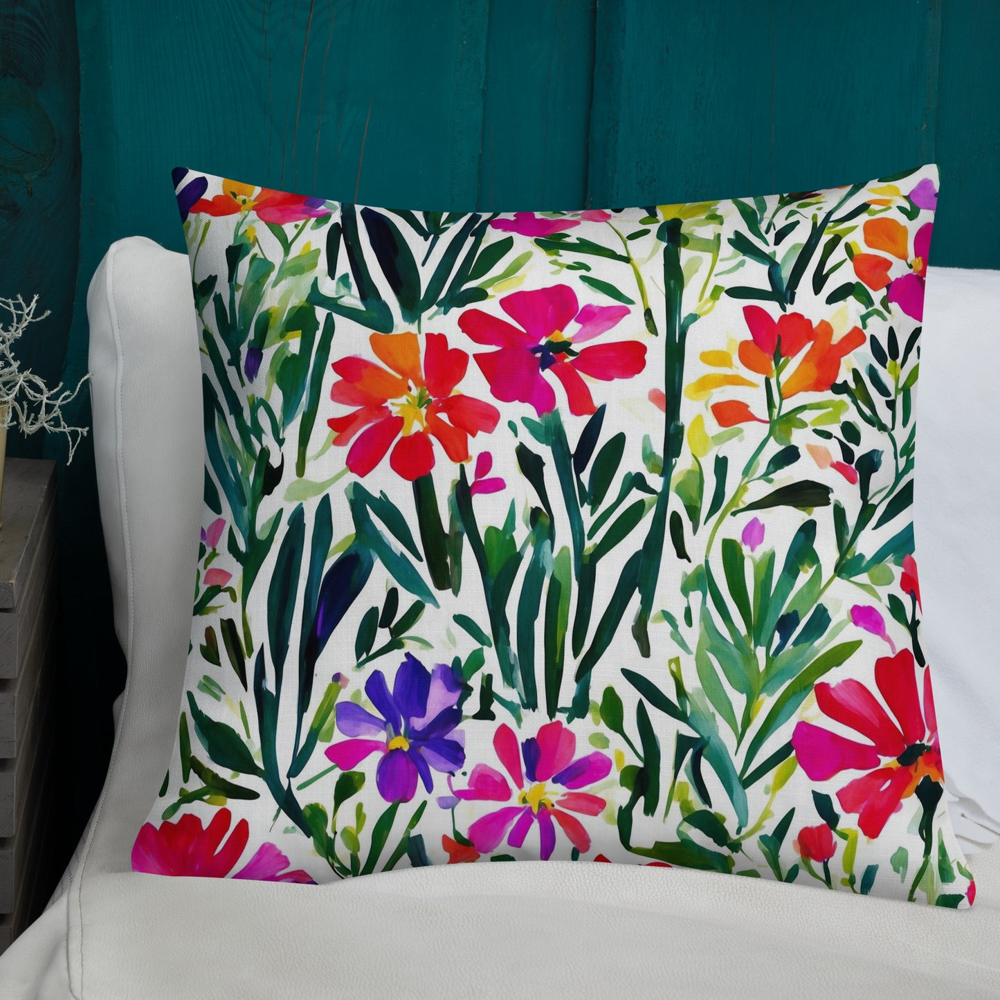 Colorful Home Decor Premium Pillow | French Flower Market