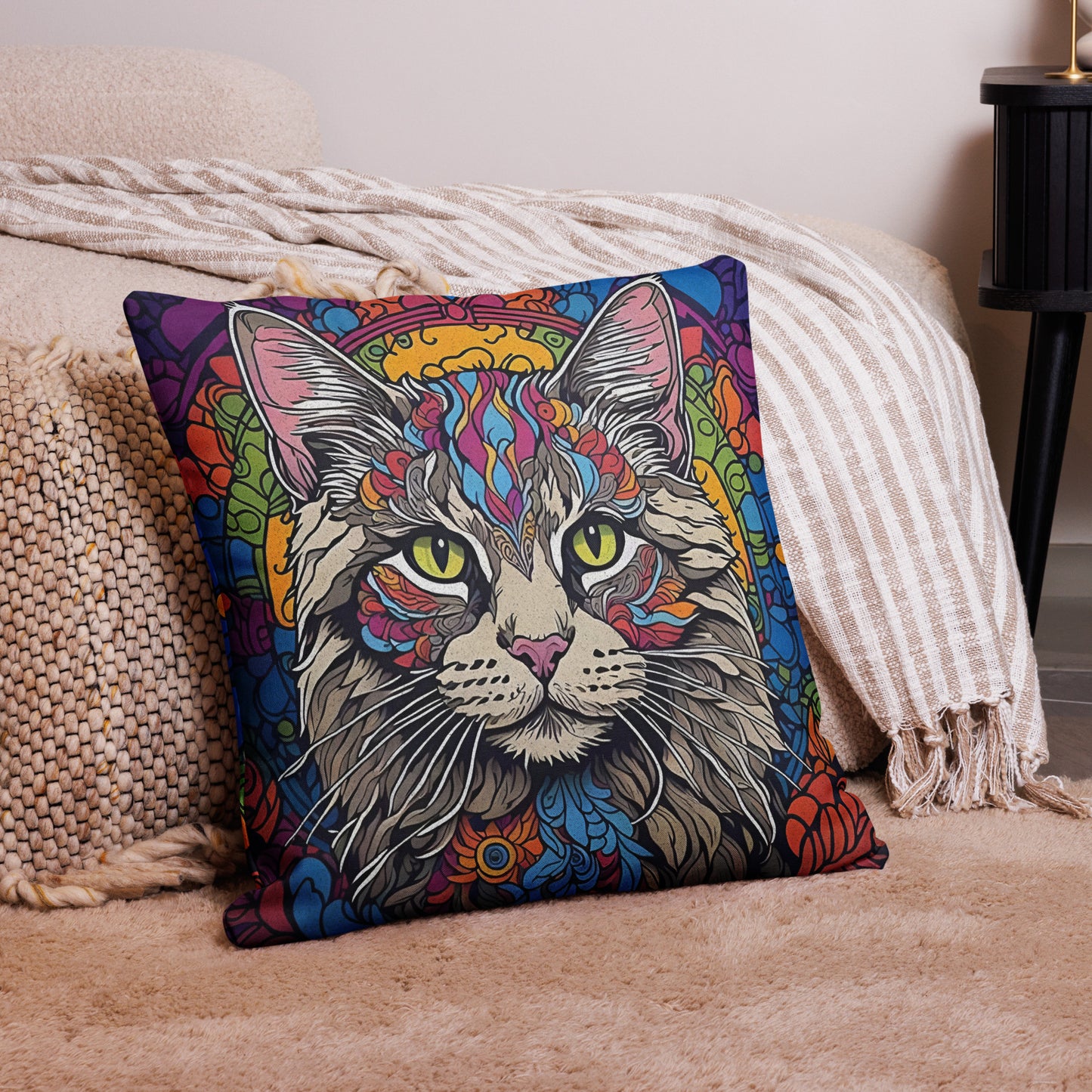 Premium Pillow-Mandala Cat